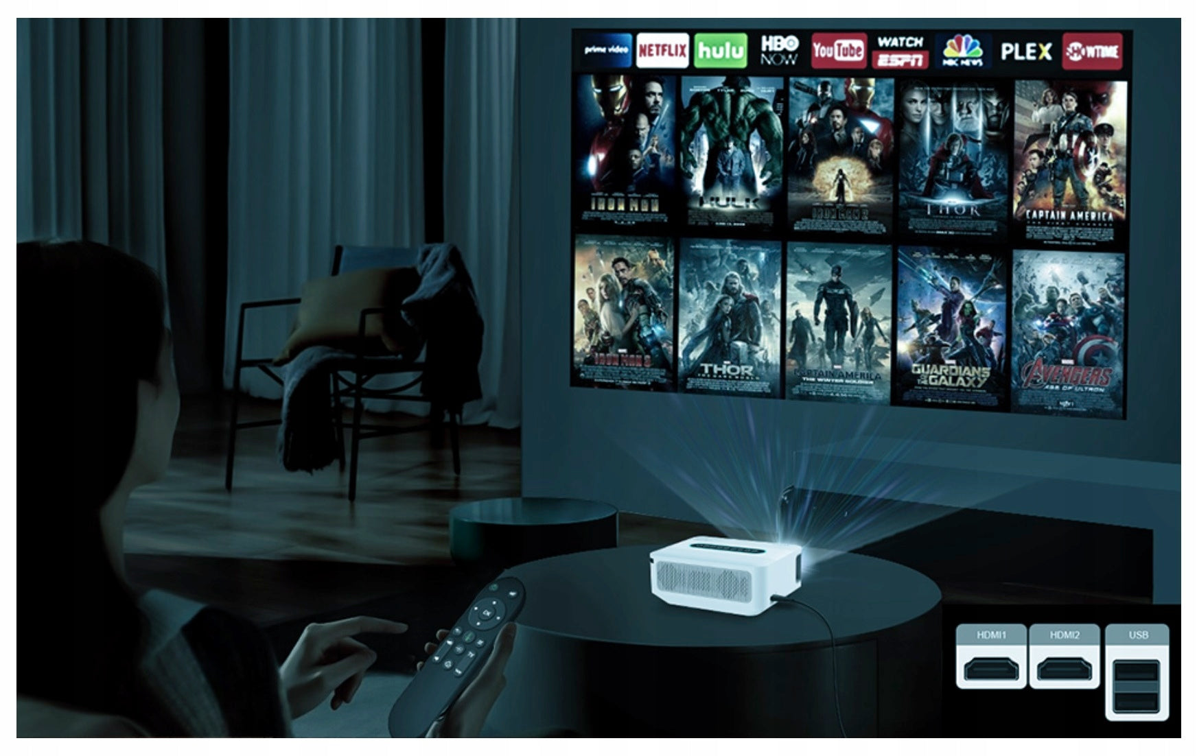 Projector Full HD 4K 12000lm WiFi Android + Bag + HDMI Cable 1m Packaging status original