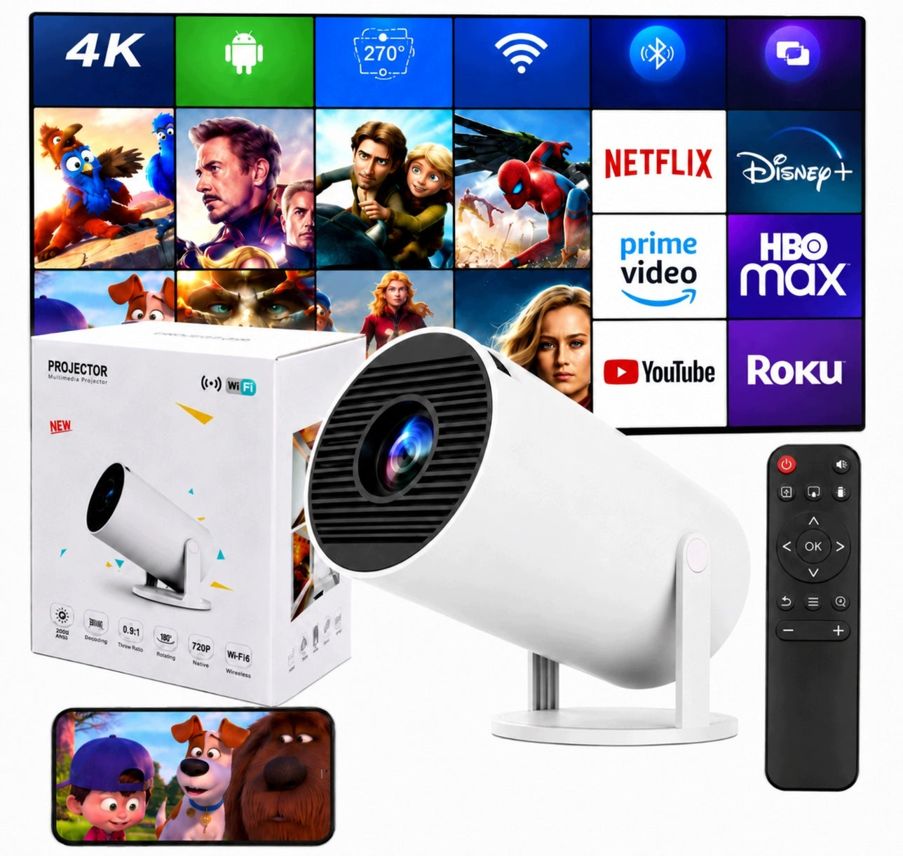 Projector HY300 Pro SMART TV