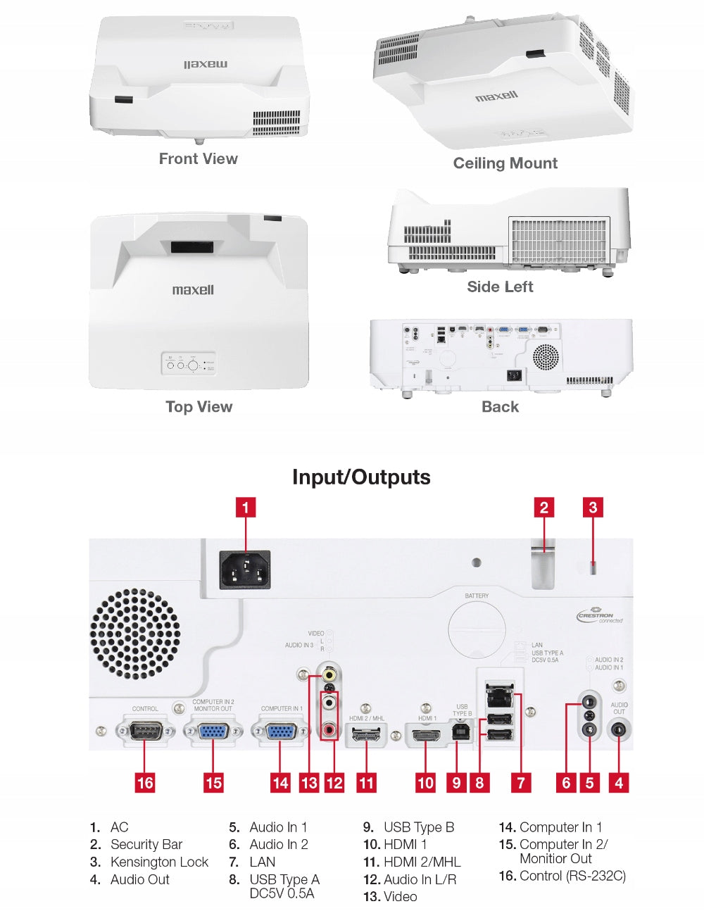 Projector Hitachi/Maxell MP-AW3001 +HANDLE FREEBIE Brand Maxell