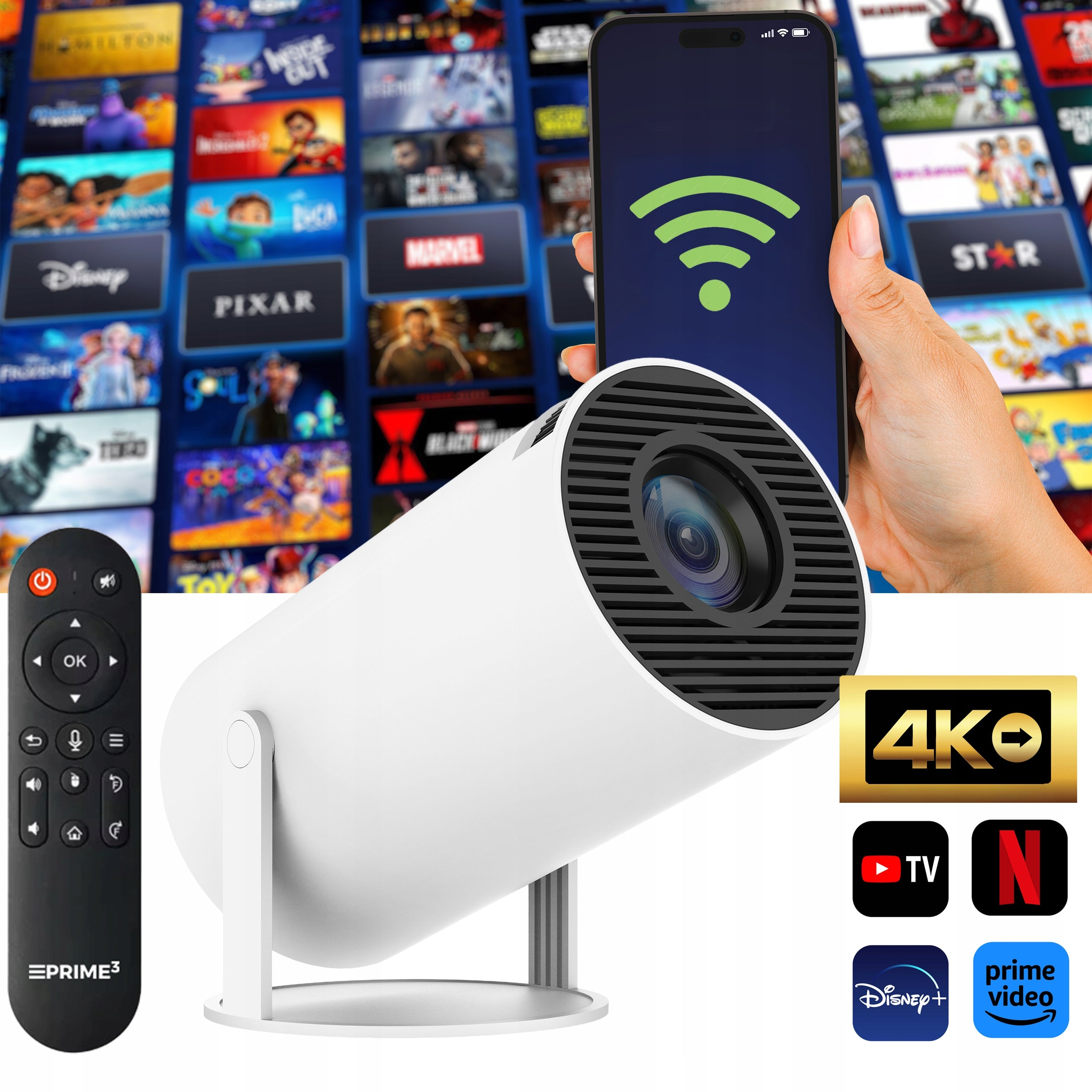 Projector LED Projector Smart TV Android 13 WiFi HD 200 inch HY300 PRO