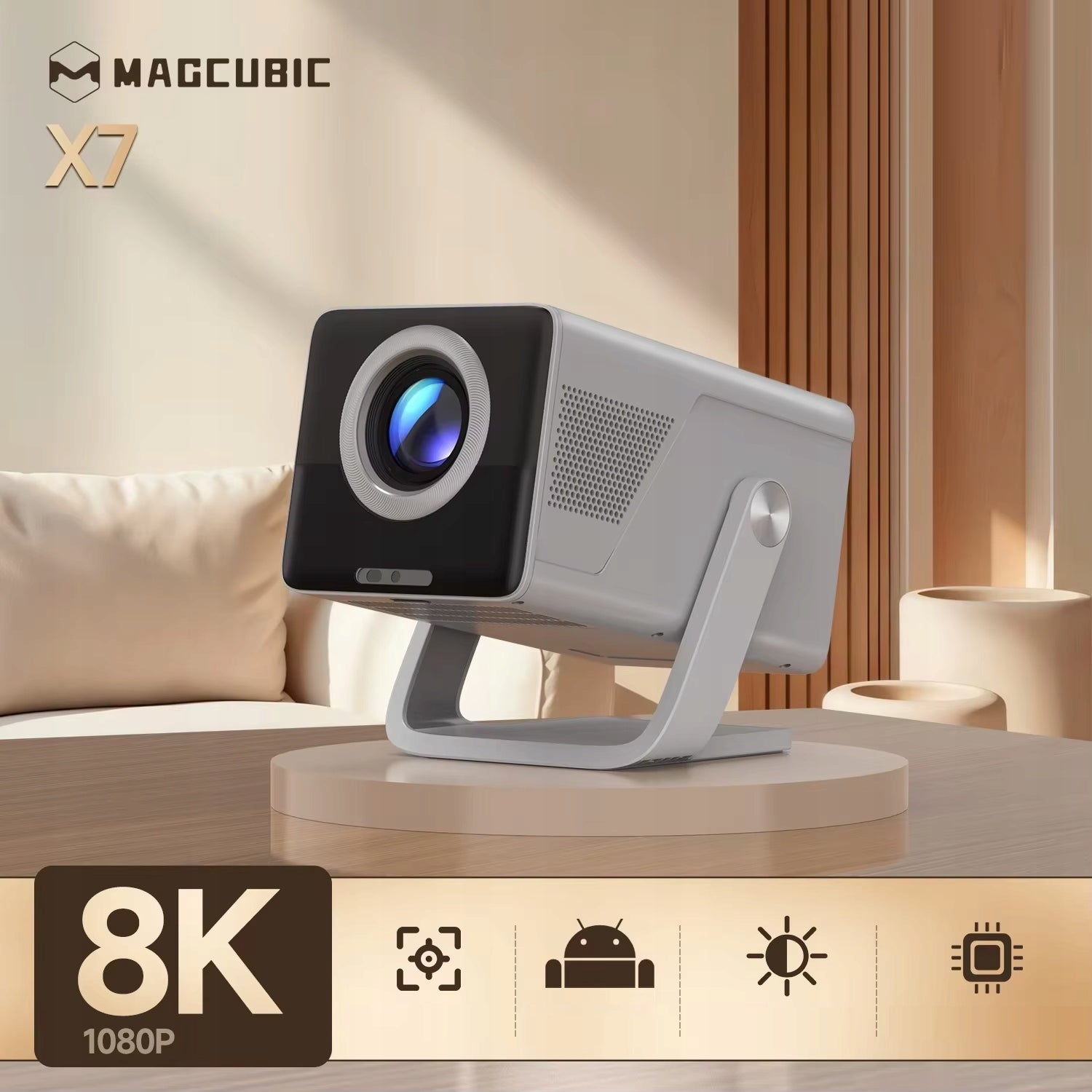 Projector Magcubic X7 8K Android TV 14 SMART BOX WiFi6 BT5.4 1000ANSI 1080P Packaging status original