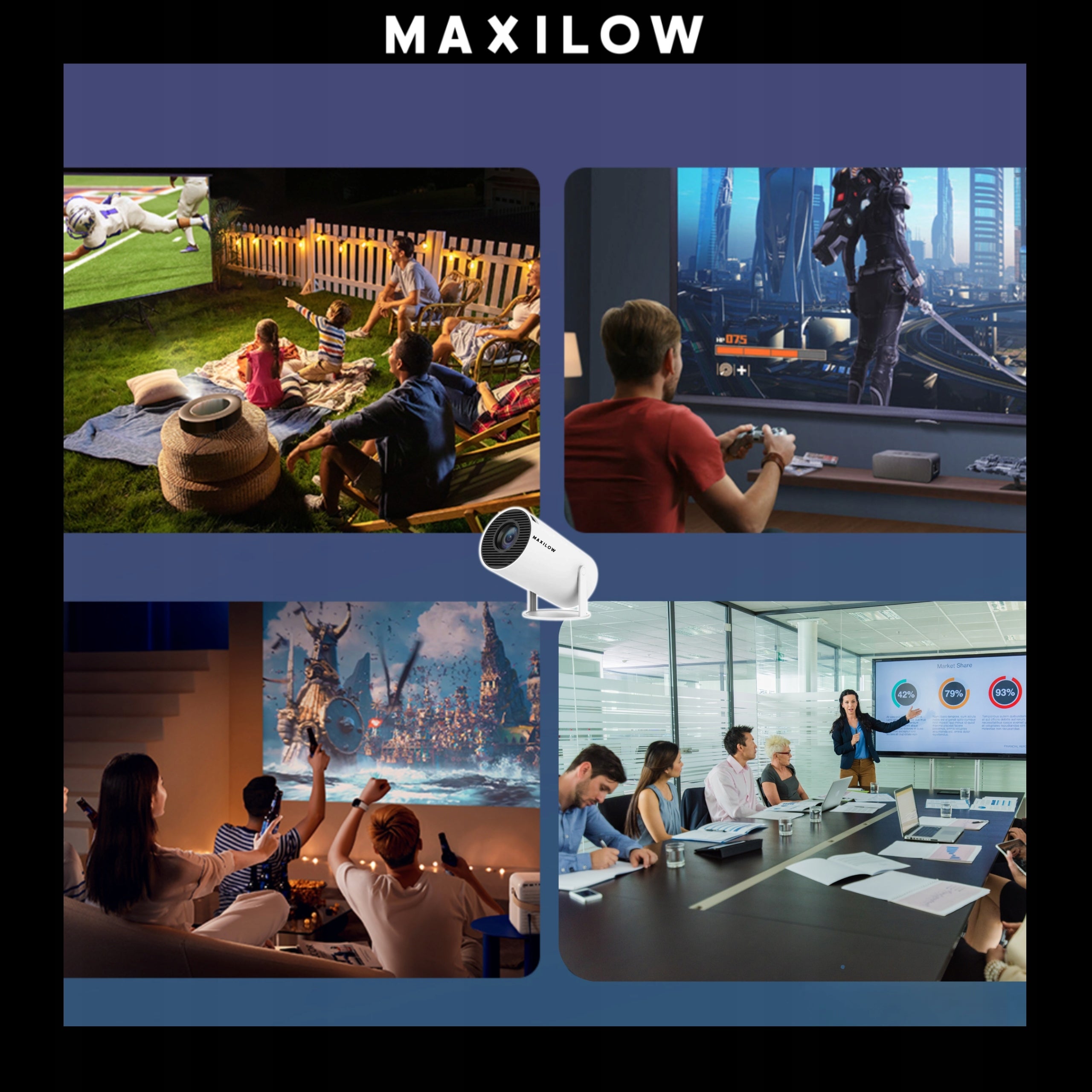 Projector Portable LED Built-in 4K Speaker ANDROID SMART WIFI Packaging status original