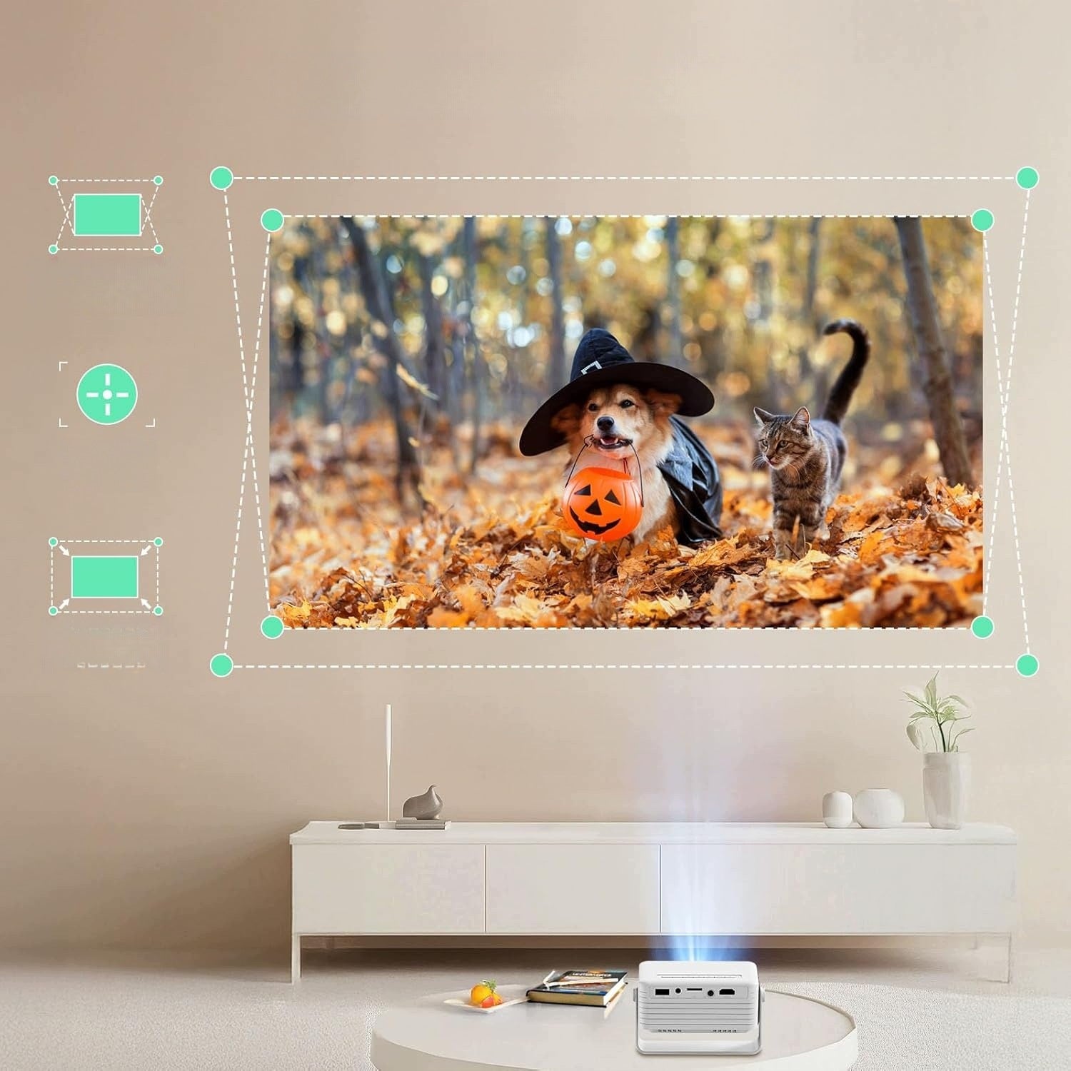 Projector Portable Mini 1080P Full HD Home Theater Projector HDMI USB White Brand Yoton