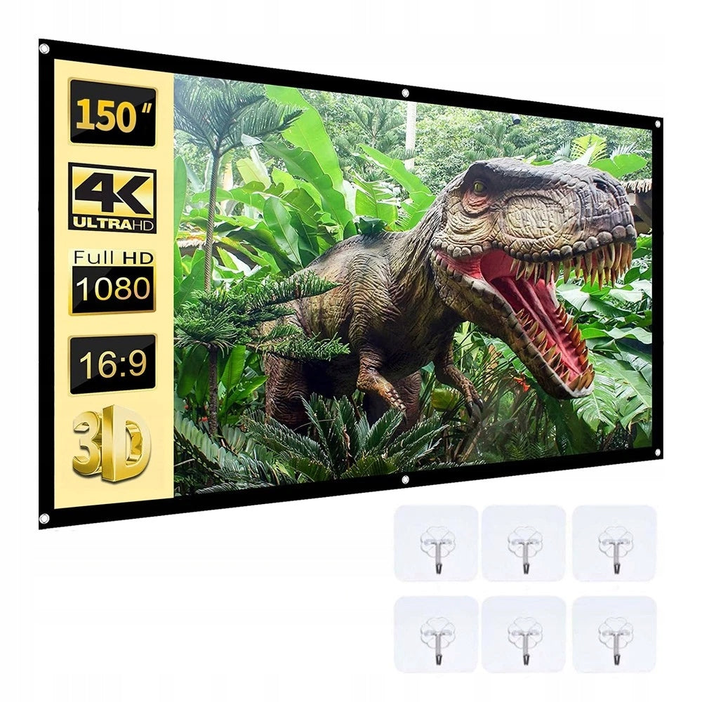 Projector Projection Screen 16:9 84inch 4K 1080P 186*105cm Portable