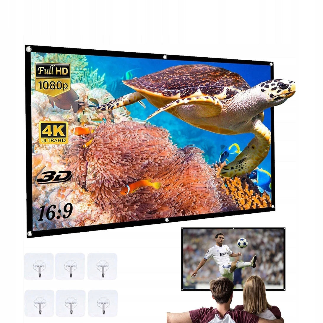 Projector Projection Screen 16:9 84inch 4K 1080P 186*105cm Portable