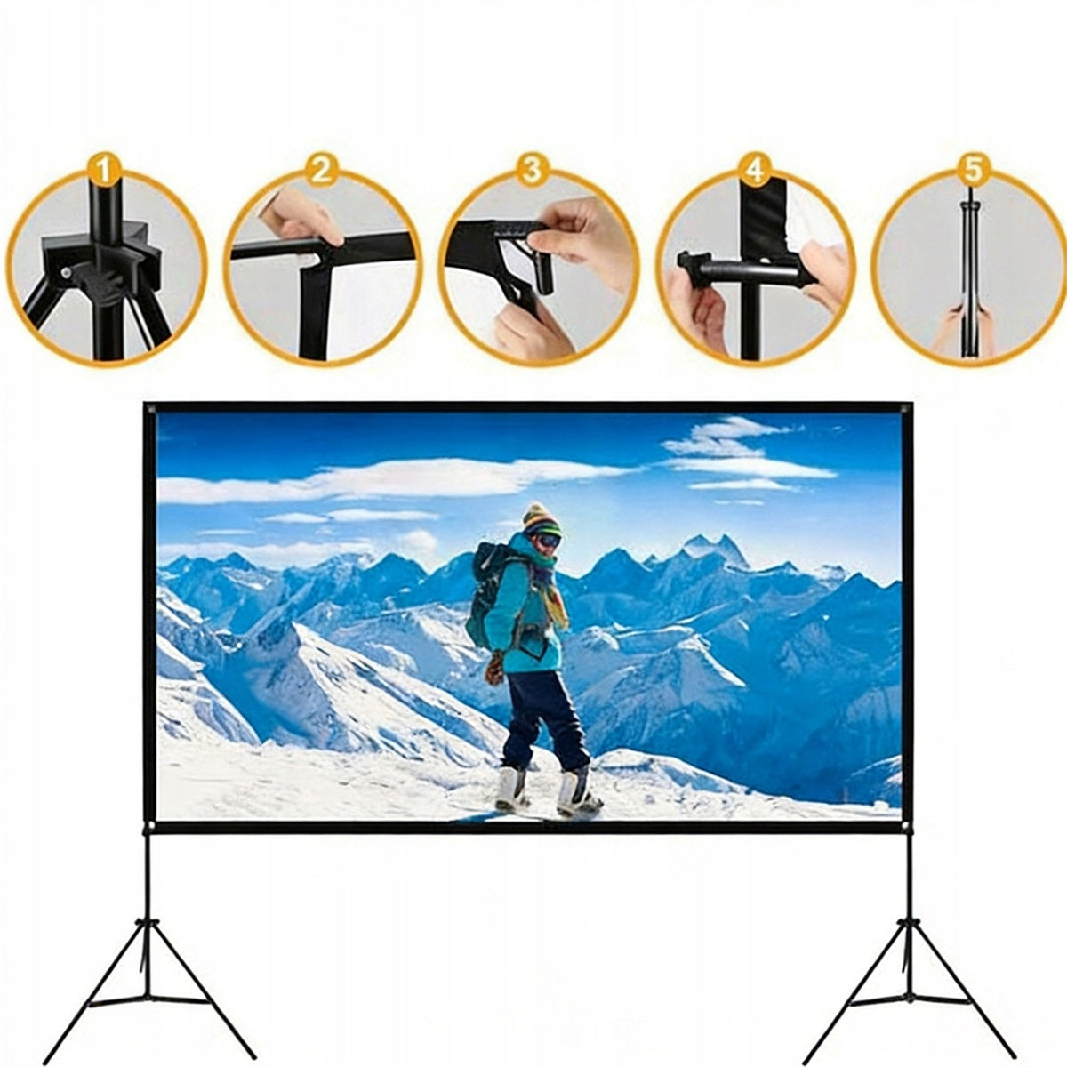 Projector Screen Foldable Full Hd Anti-Wrinkle For Home Packaging status original