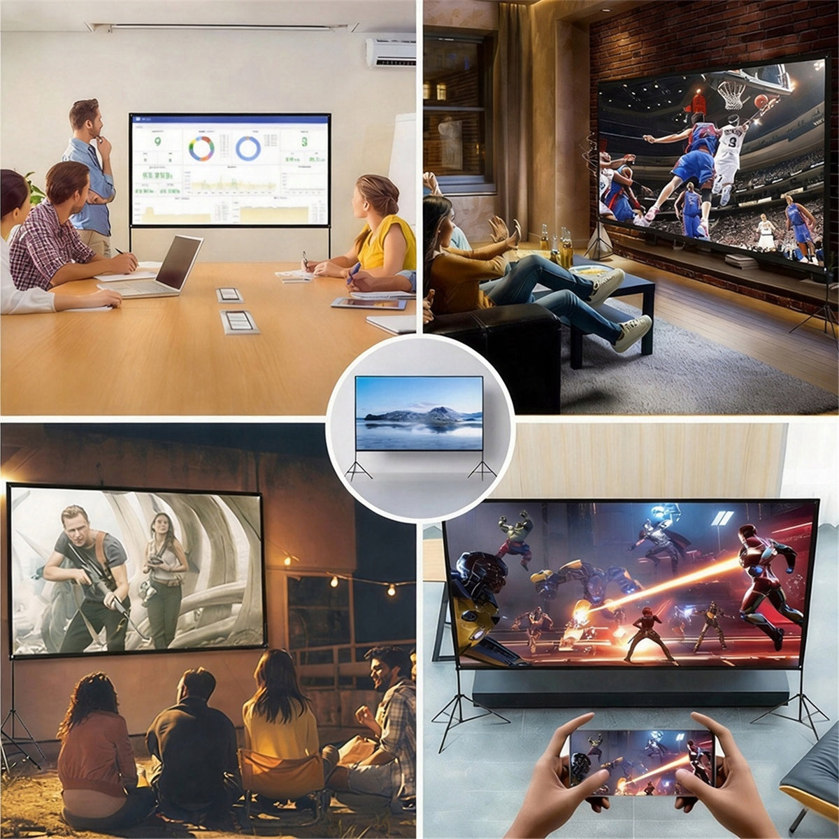 Projector Screen Foldable Retractable Panoramic With Tripod Model ekran projekcyjny zewnetrzny