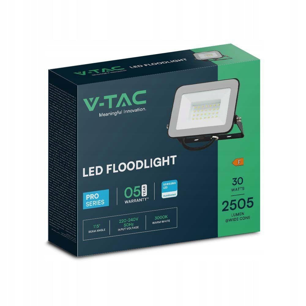 Projector halogen floodlight cold black LED 30W 6500K VT-44030 V-TAC Manufacturer code 10022