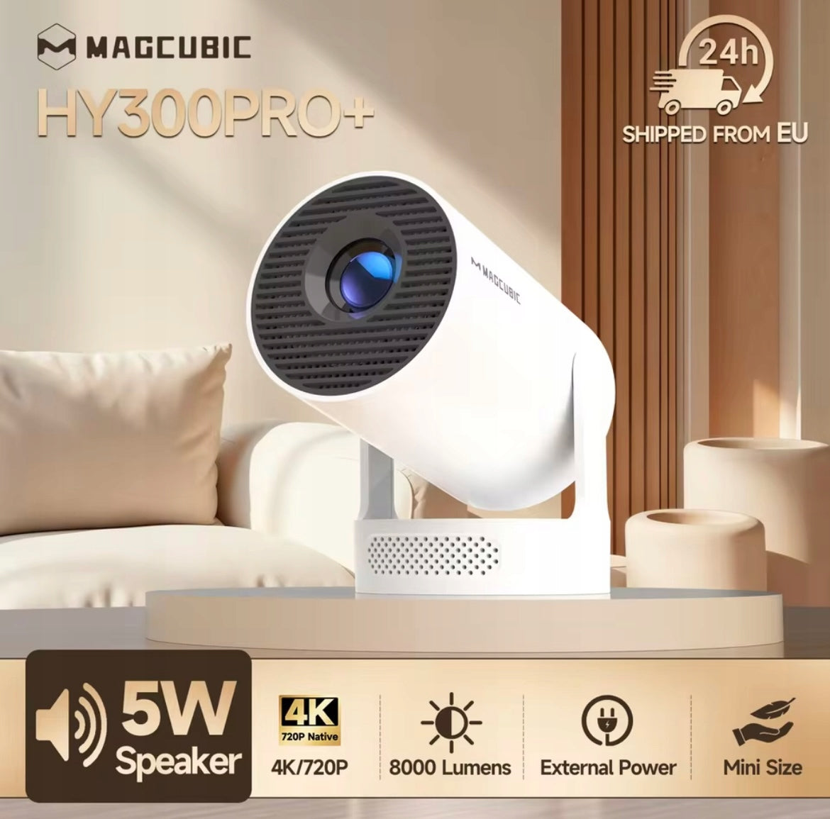 Projektor Magcubic HY300 Pro+ 4K | Android 11 | WiFi 6 | Kino domowe SZARY Packaging status original