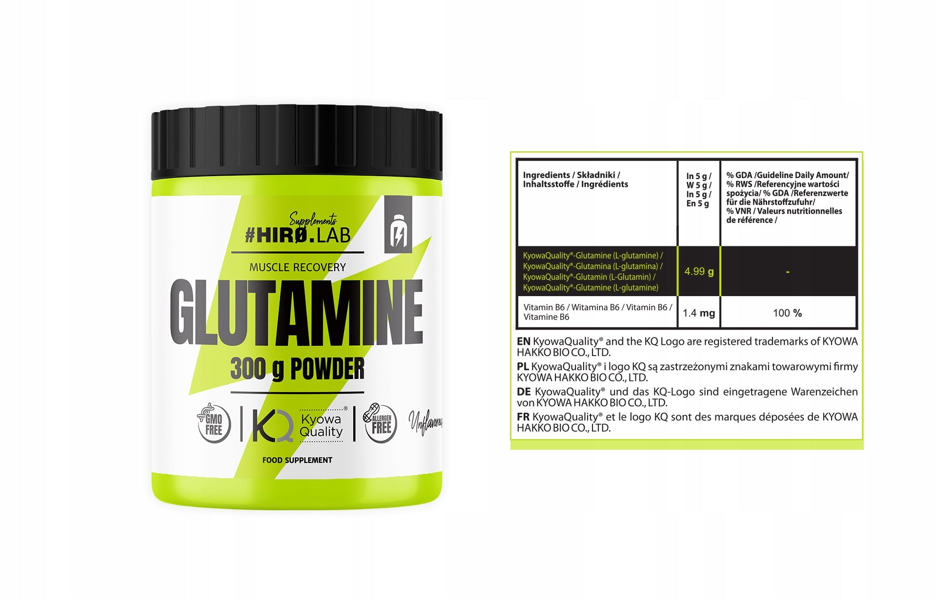 Proszek glutamina Glutamine - 300g HIRO.LAB 300 g naturalny Manufacturer code 1000037114#455