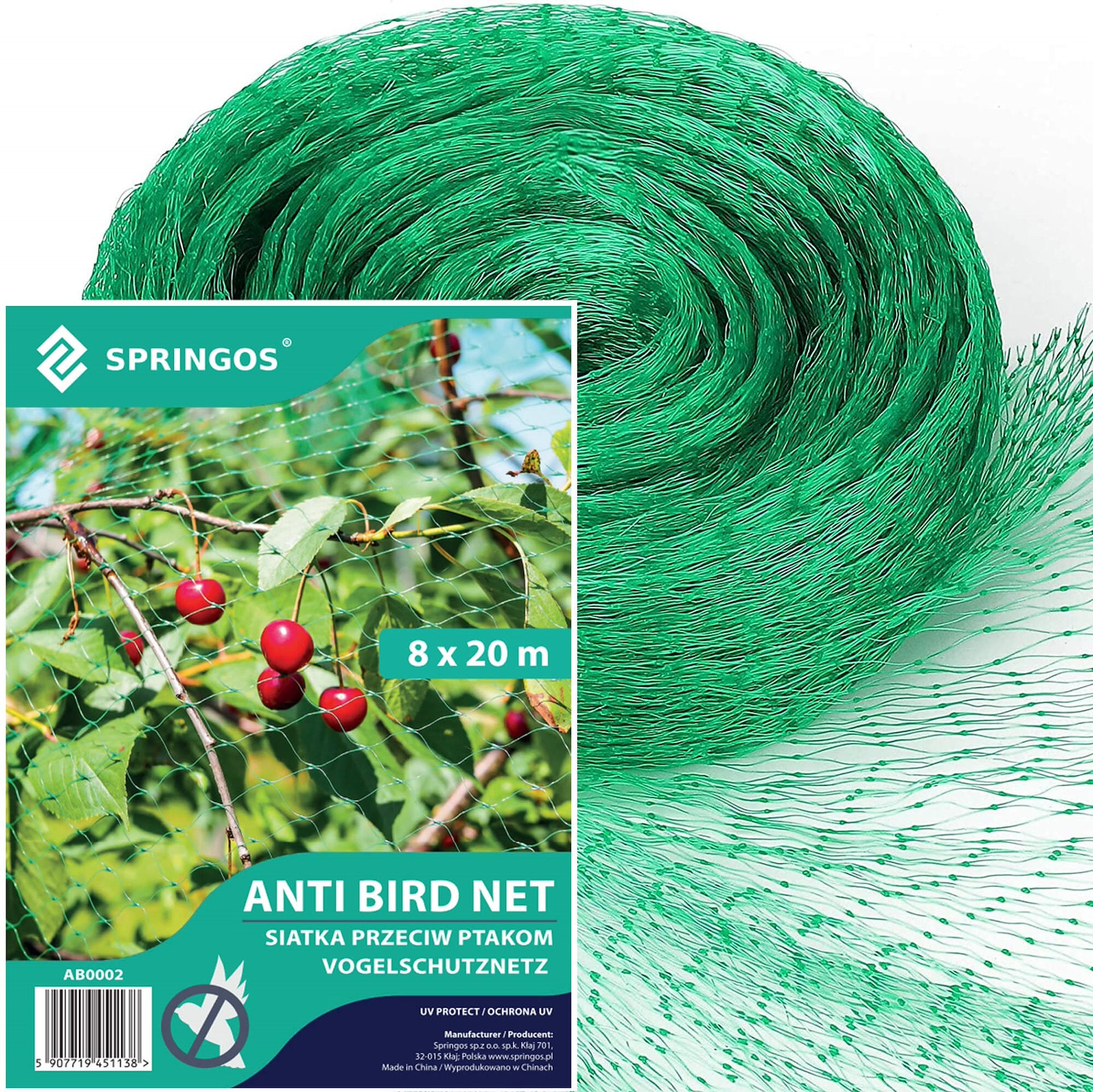 Protective BIRD NET against birds STRONG pigeon starlings 8x20m UV+ANCHORS Use Against birds