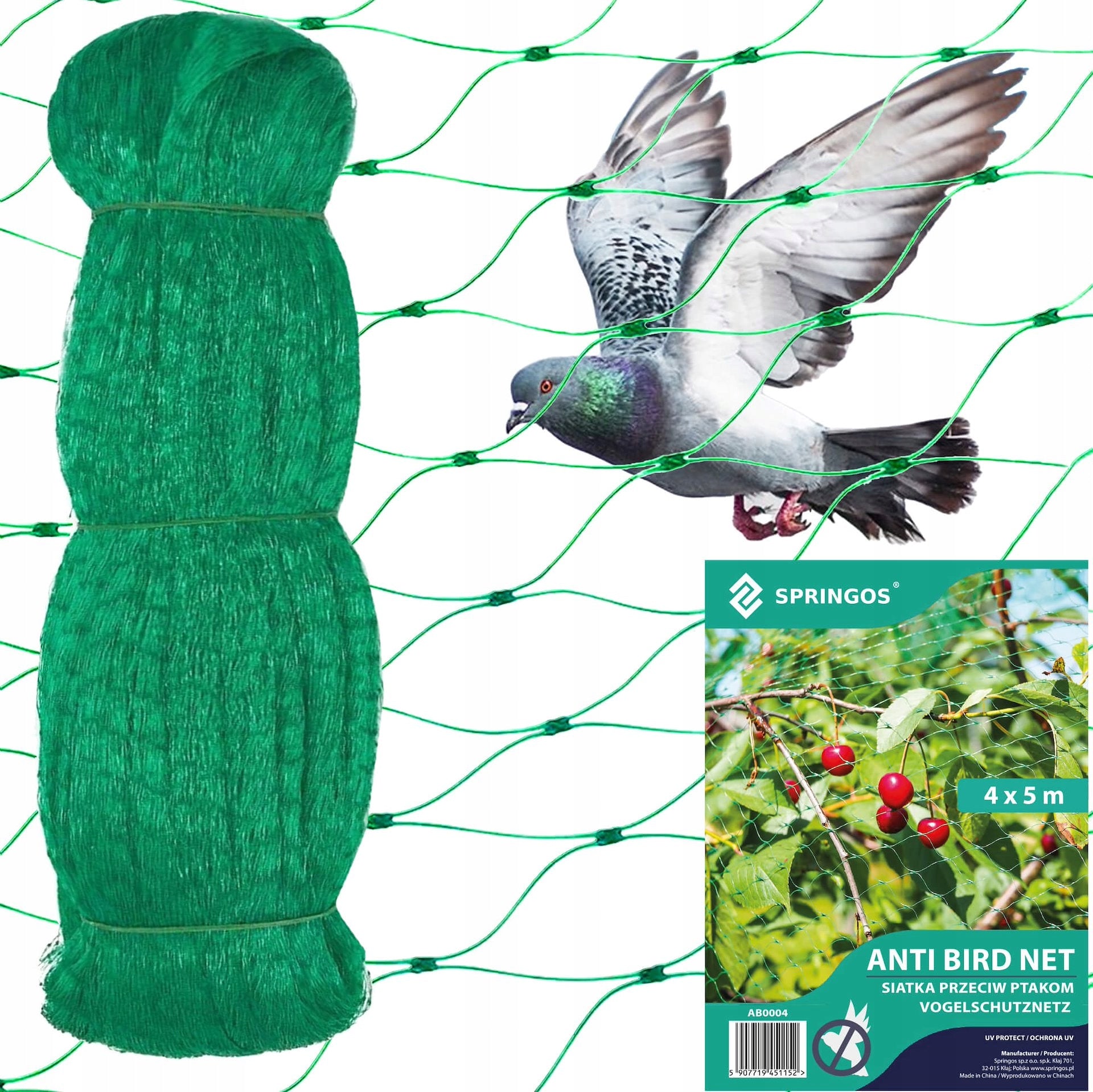 Protective BIRD NET against birds for pigeon starlings STRONG 4x5 m UV