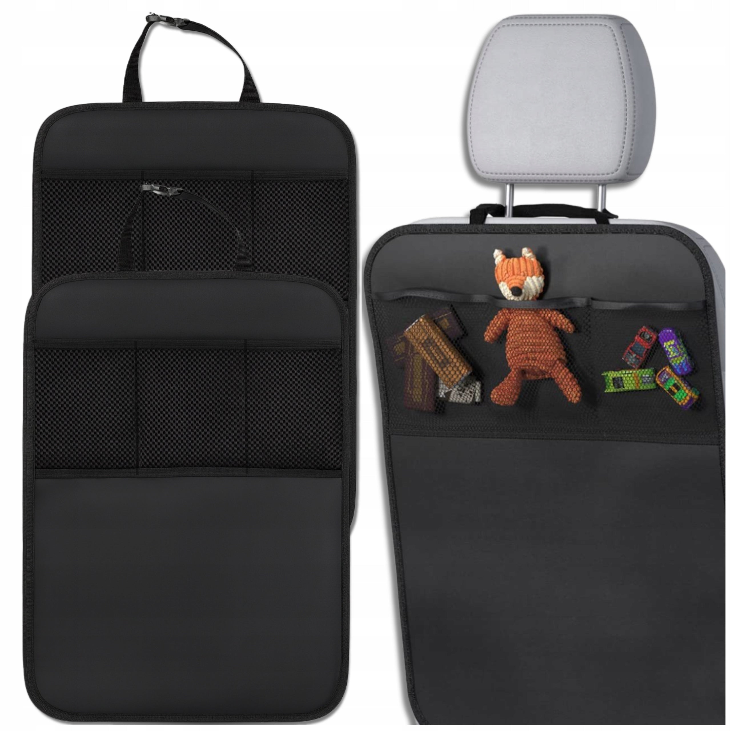 Protective Back Seat Mat 2pcs For Car Black With Mesh Pocket Packaging status original
