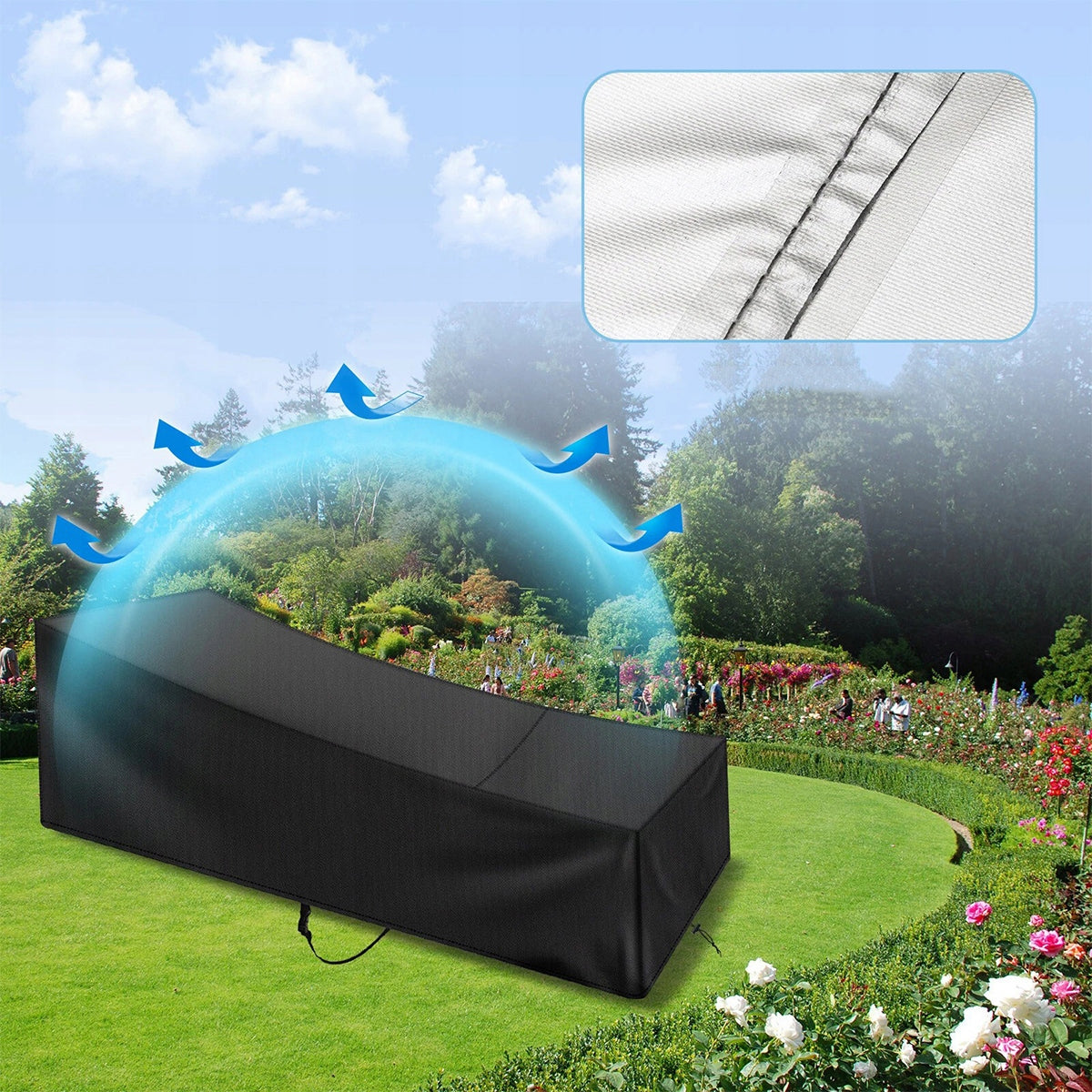 Protective Cover for Beach Garden Sun Lounger 210*75*80/40cm waterproof Length 210 cm