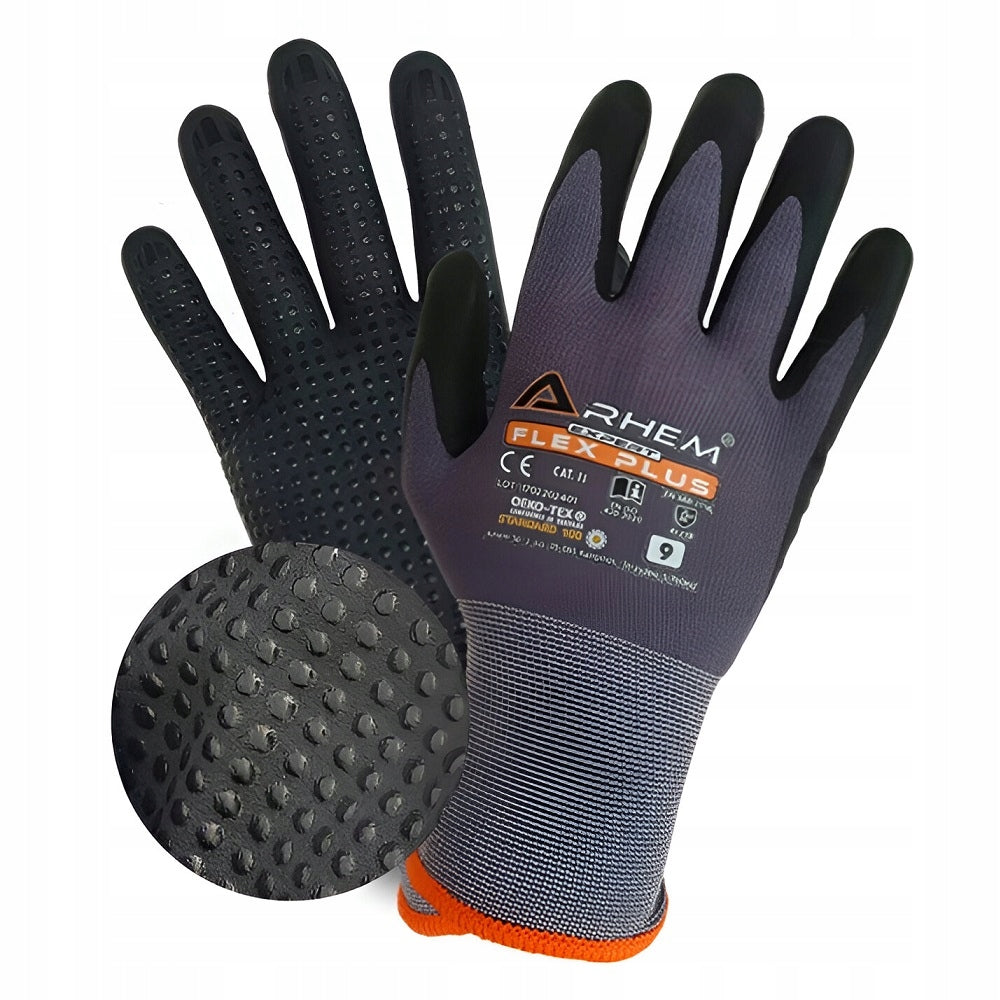 Protective Gloves ARHEM Expert FLEX PLUS Nitrile Resistant Precision 9/L