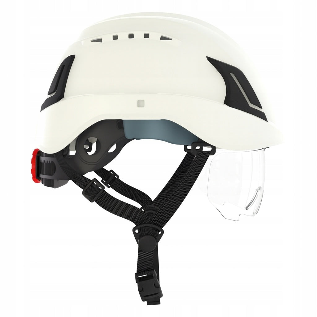 Protective Helmet Industrial Helmet Ventilated Health and Safety with Trumpet Protekt Atra 50V Manufacturer code Kask Hełm Roboczy z Okularami CE+Zatyczki 3M