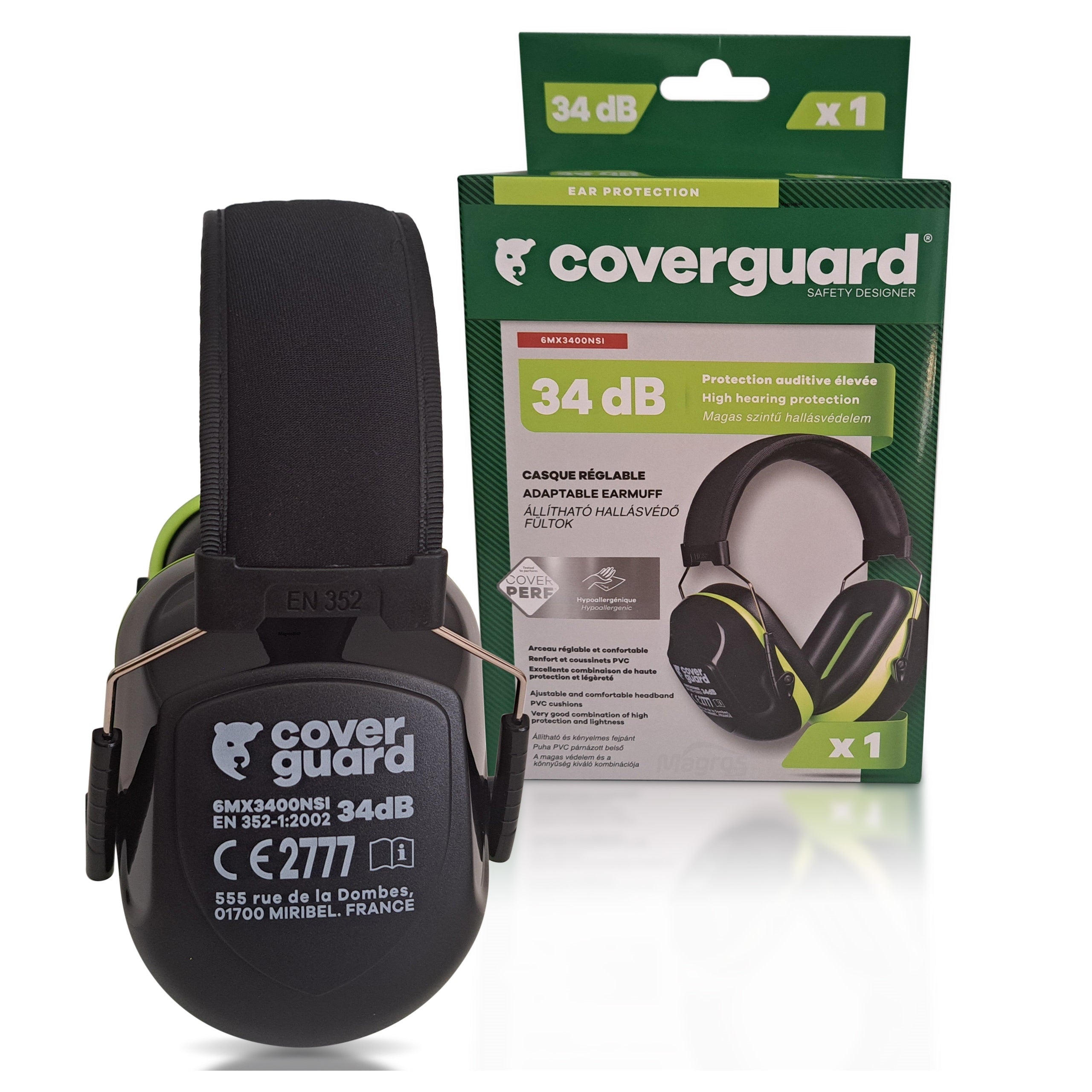 Protective Noise Cancelling Headphones OHS Coverguard MAX340 34 dB Brand Coverguard