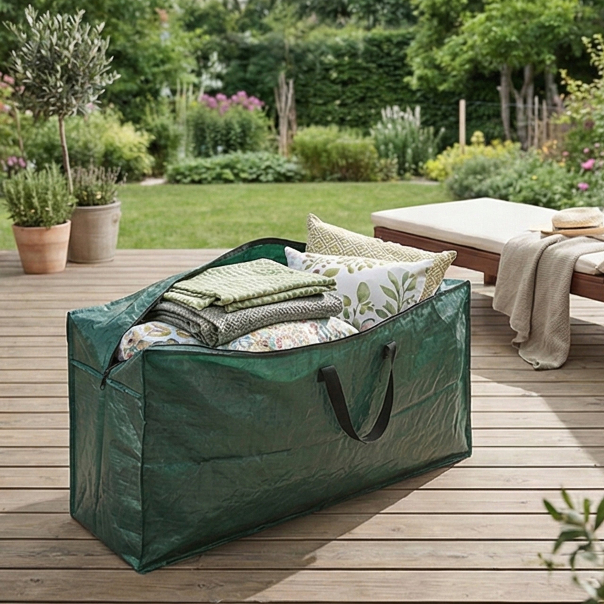 Protective cover for garden cushions bag wood-resistant tarpaulin handles Product width 130 cm