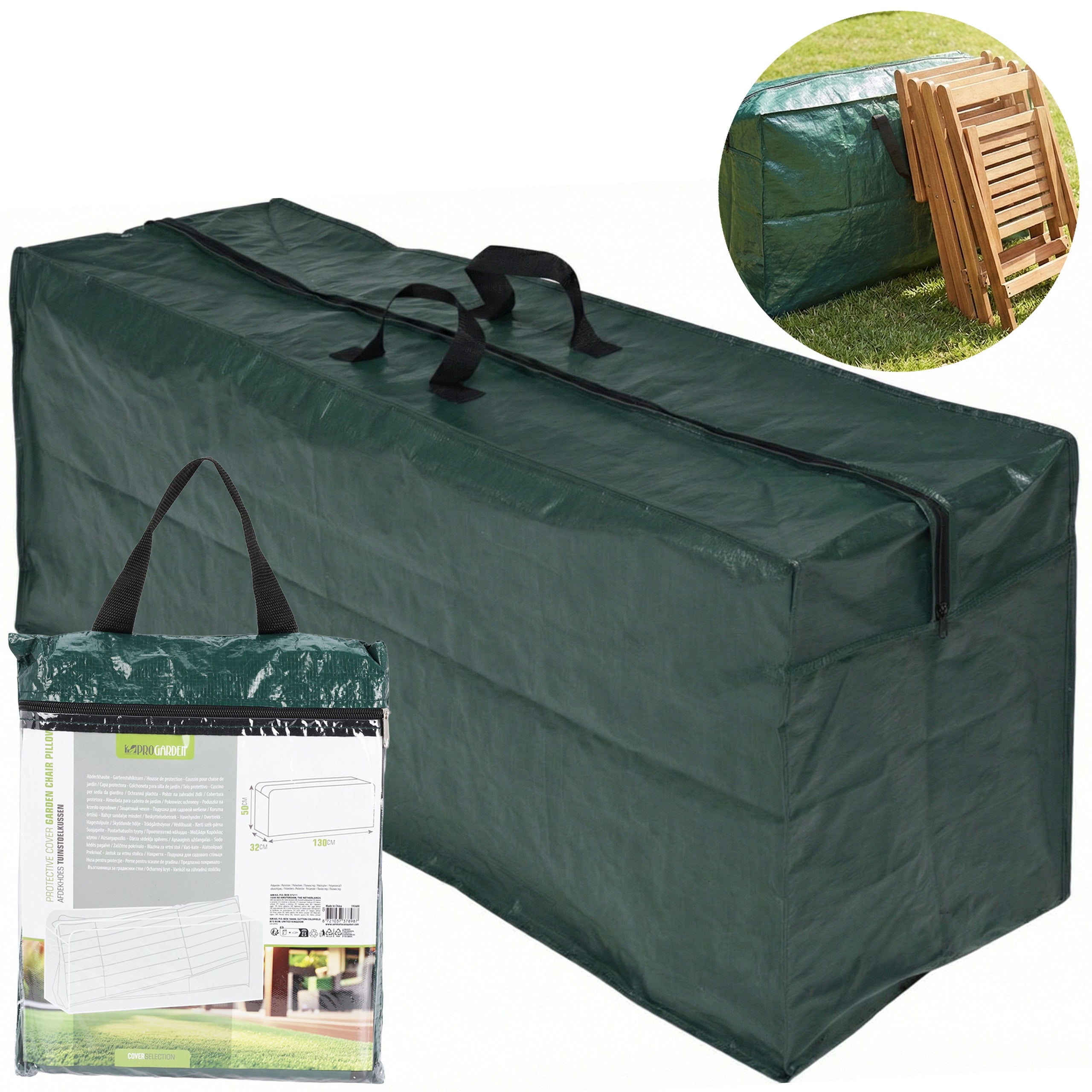 Protective cover for garden cushions bag wood-resistant tarpaulin handles