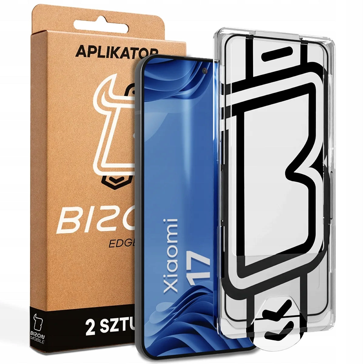 Protective glass with applicator Bizon for Xiaomi 17, fast, 2 sets