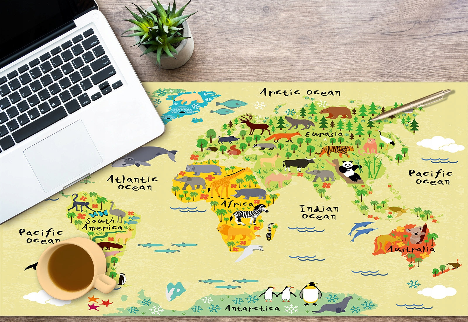 Protective mat for desk 120x60 map with animals Packaging status original