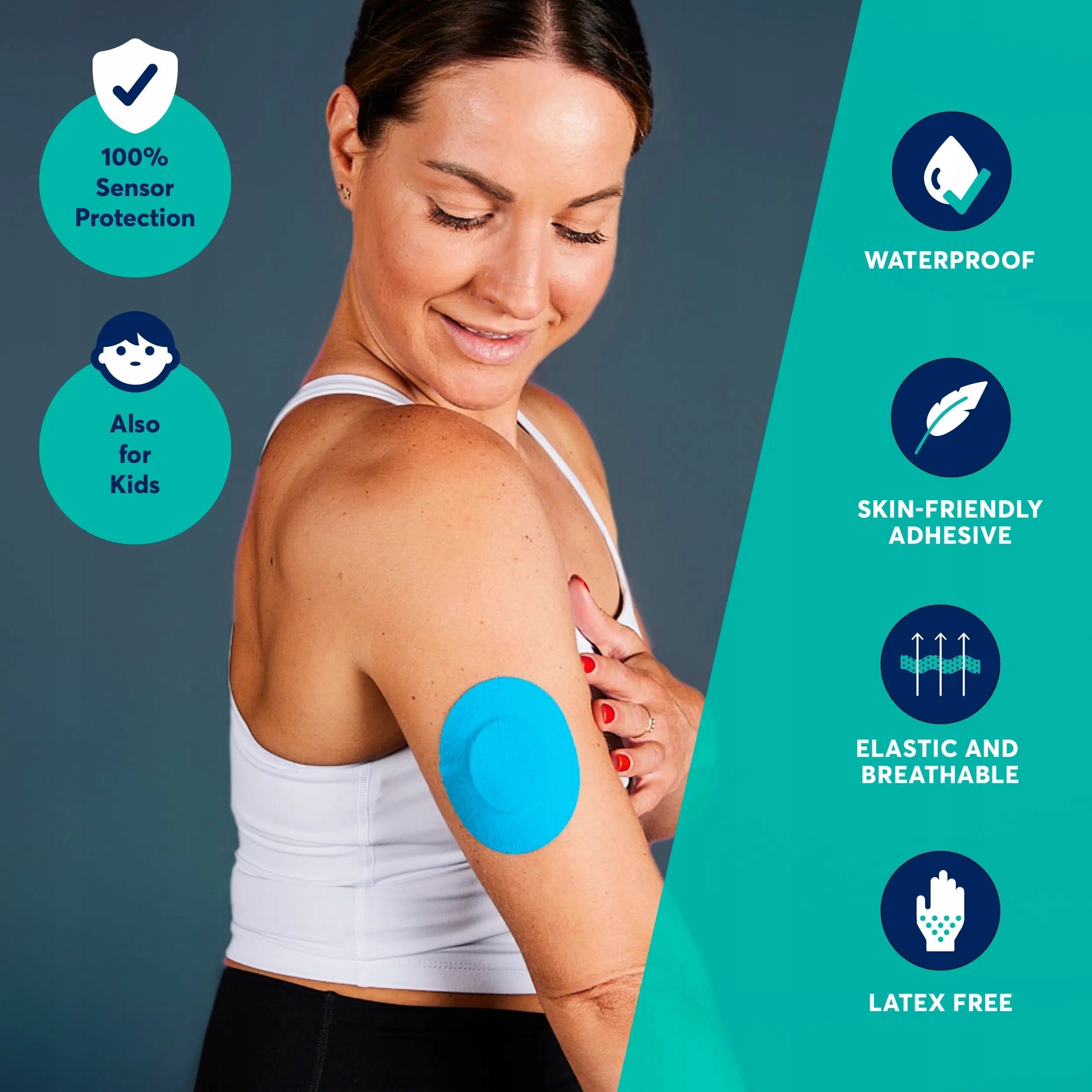 Protective patches Blue 25 pcs for CGM CureTape Sensor Patches Medical device type medical device or in-vitro diagnostic medical device