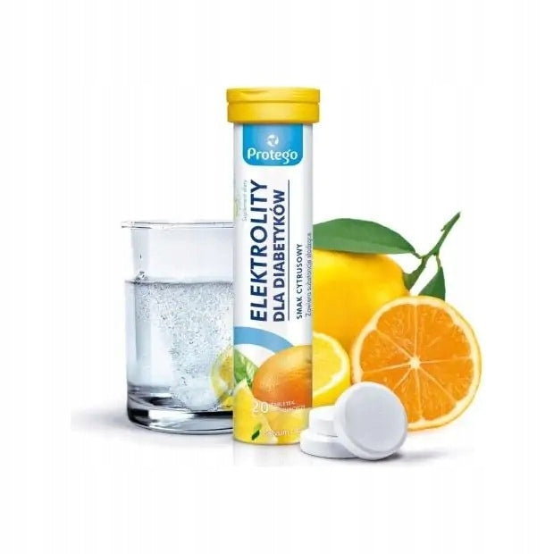 Protego Electrolytes for Diabetics citrus flavour 20 effervescent tablets