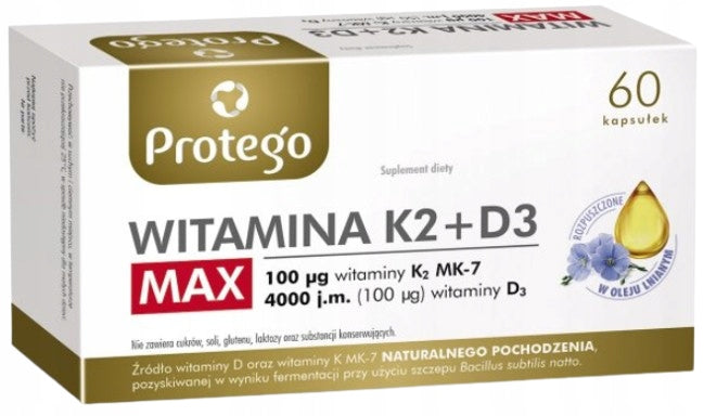 Protego Vitamin K2 + D3 Max 60 capsules Manufacturer code 5905108790387