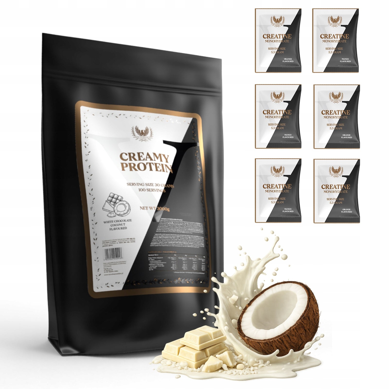 Protein 3000g Creamy Protein WPC 70% Whey White Chocolate Coconut Victorious