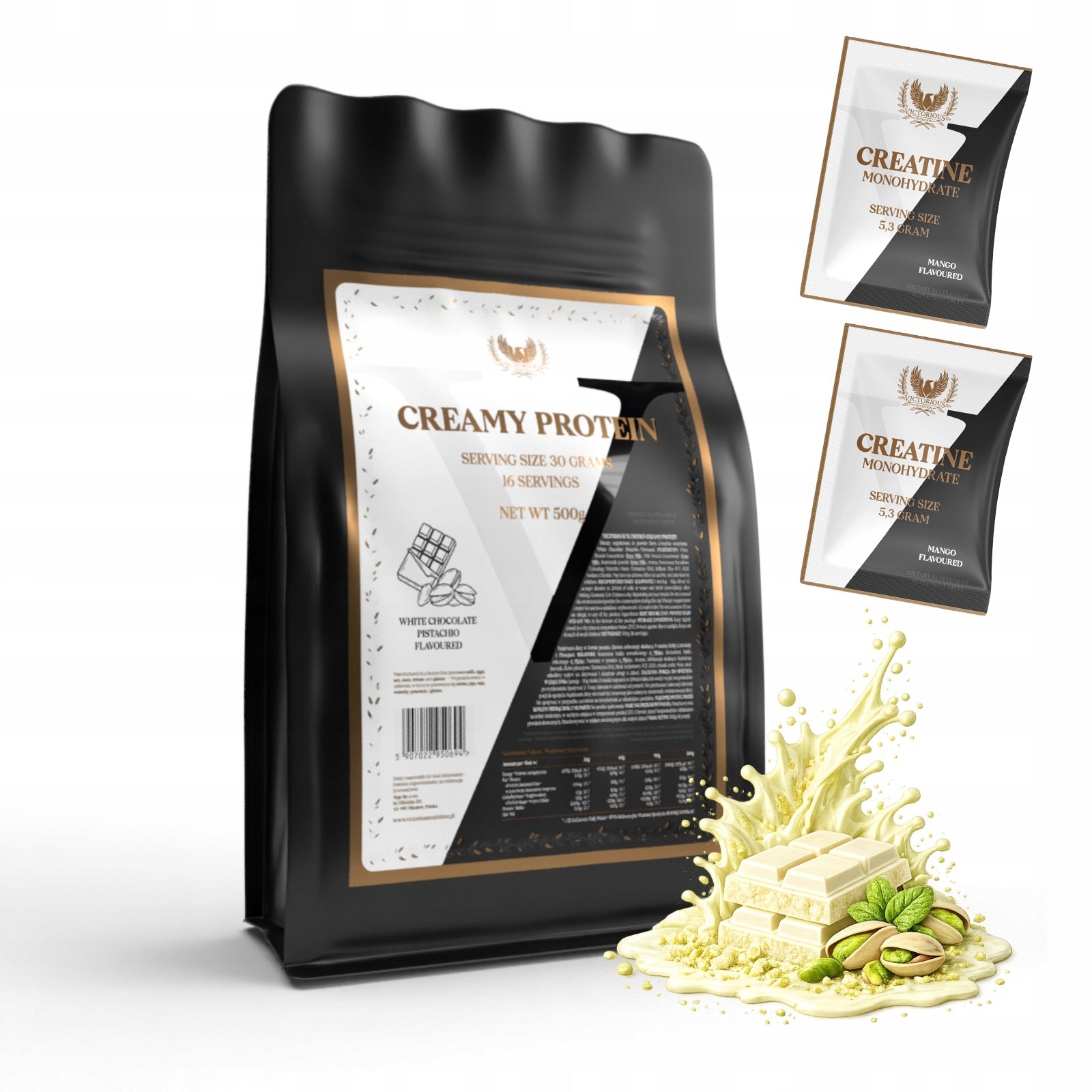 Protein 500g Creamy Protein WPC 70% Whey White Chocolate Pistachio Victorious
