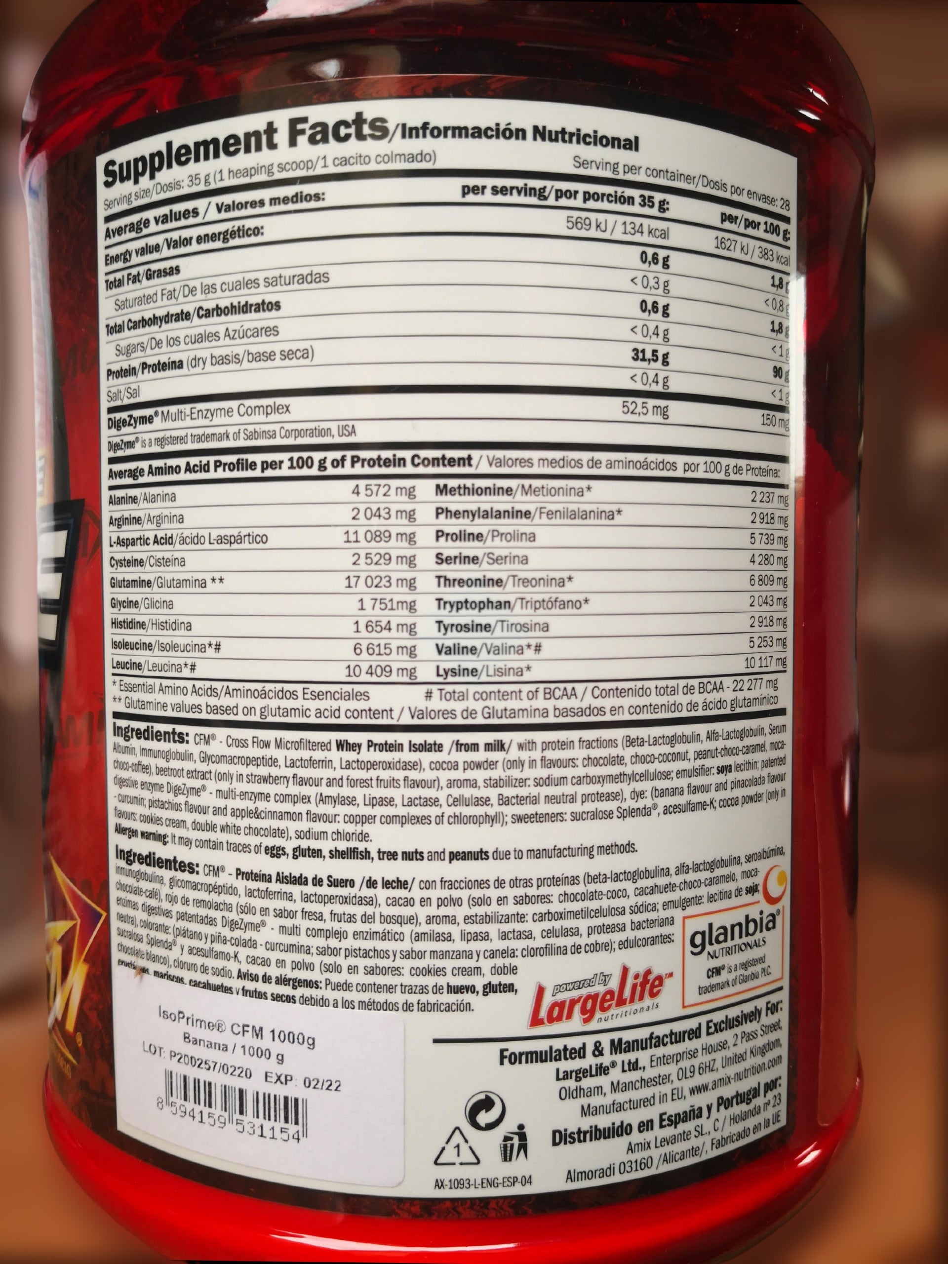 Protein AMIX ISOPRIME CFM 2000g PROTEIN 90% WPI Isolate Protein Conditioner Expiration date at least six months from the date of purchase