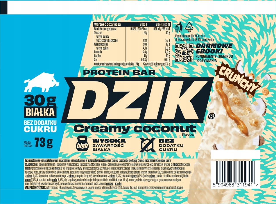 Protein Bar BOAR Coconut 73g Packaging status original