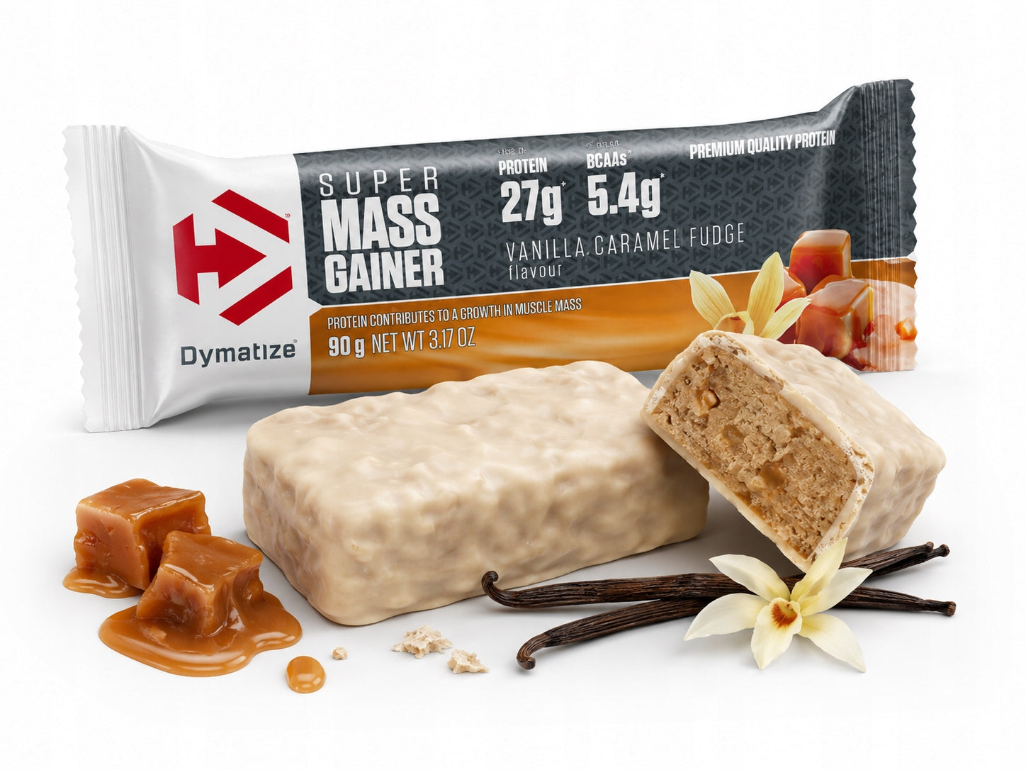 Protein Bar Dymatize Super Mass Gainer Caramel 90 g for training Packaging status original