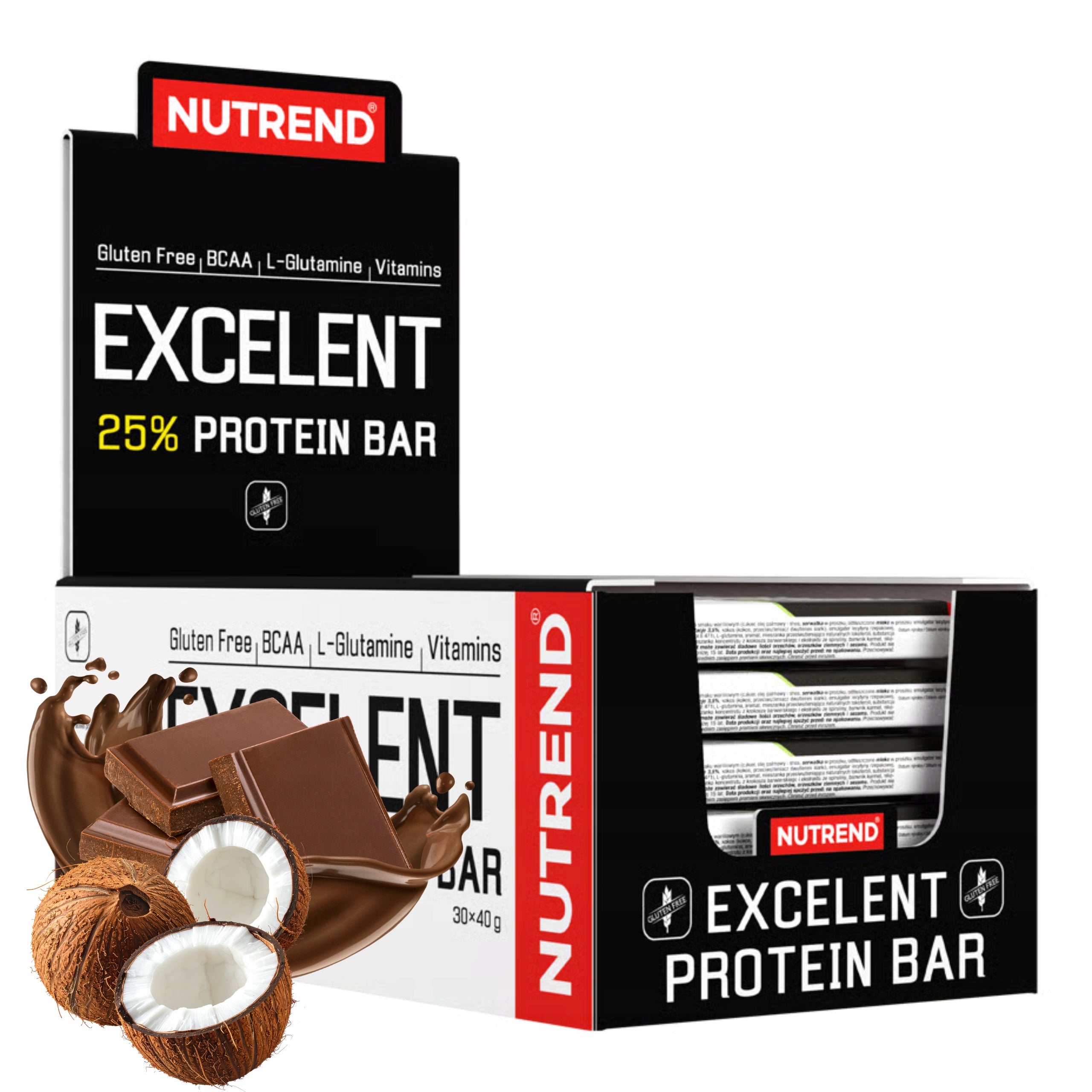 Protein Bar Excelent Protein Bar x30 Protein Chocolate Coconut Nutrend