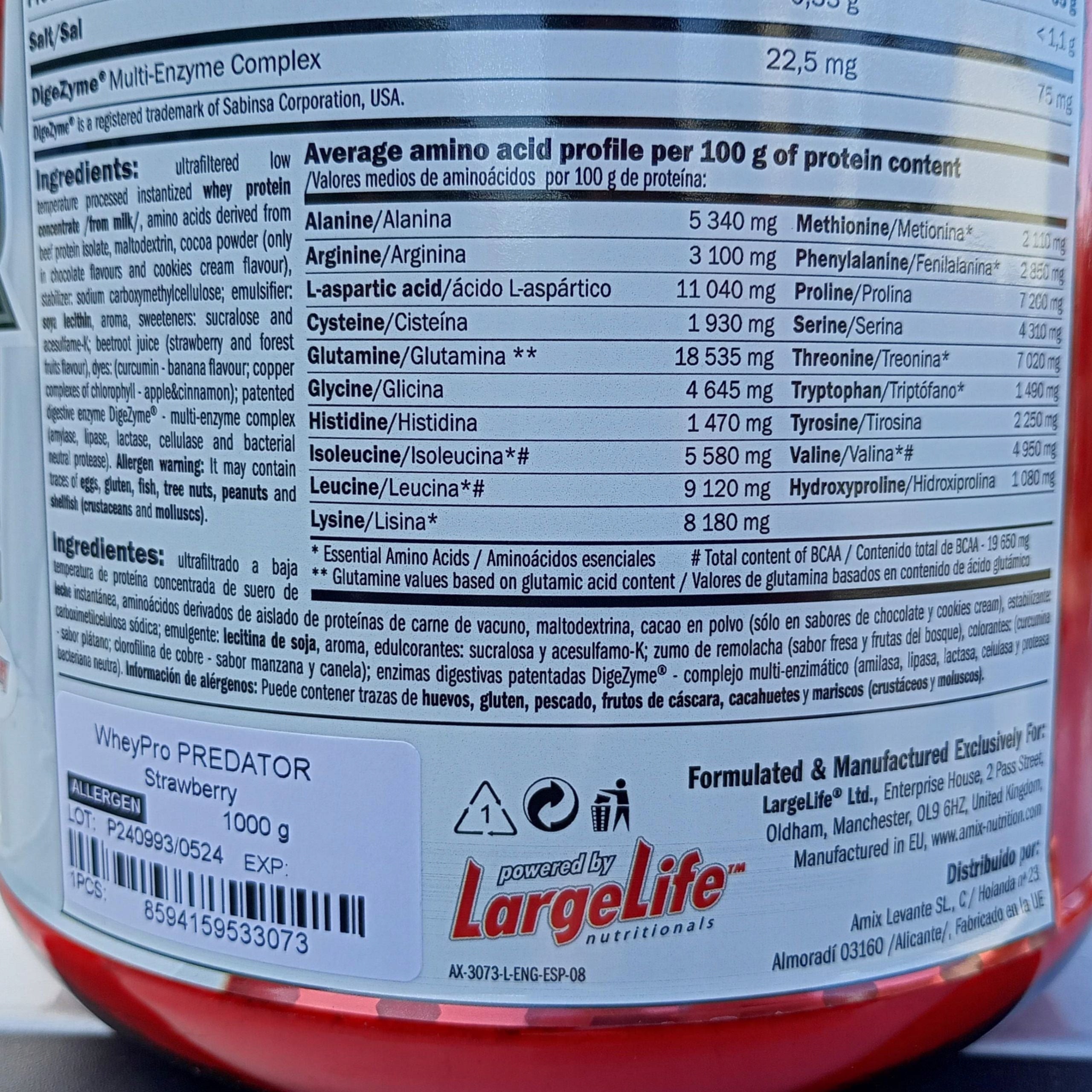 Protein Conditioner Digestive Enzymes Glutamine Banana Whey Protein 1kg Expiration date at least six months from the date of purchase