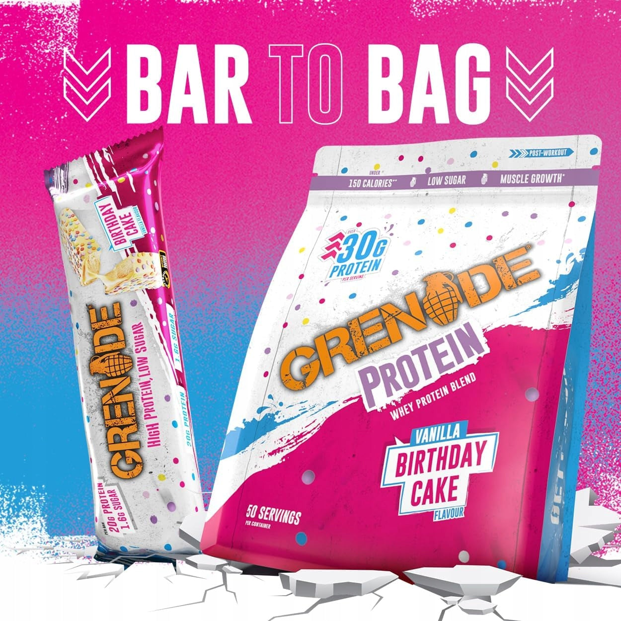 Protein Conditioner Grenade Birthday Cake 480 g whey protein per mass Packaging status original