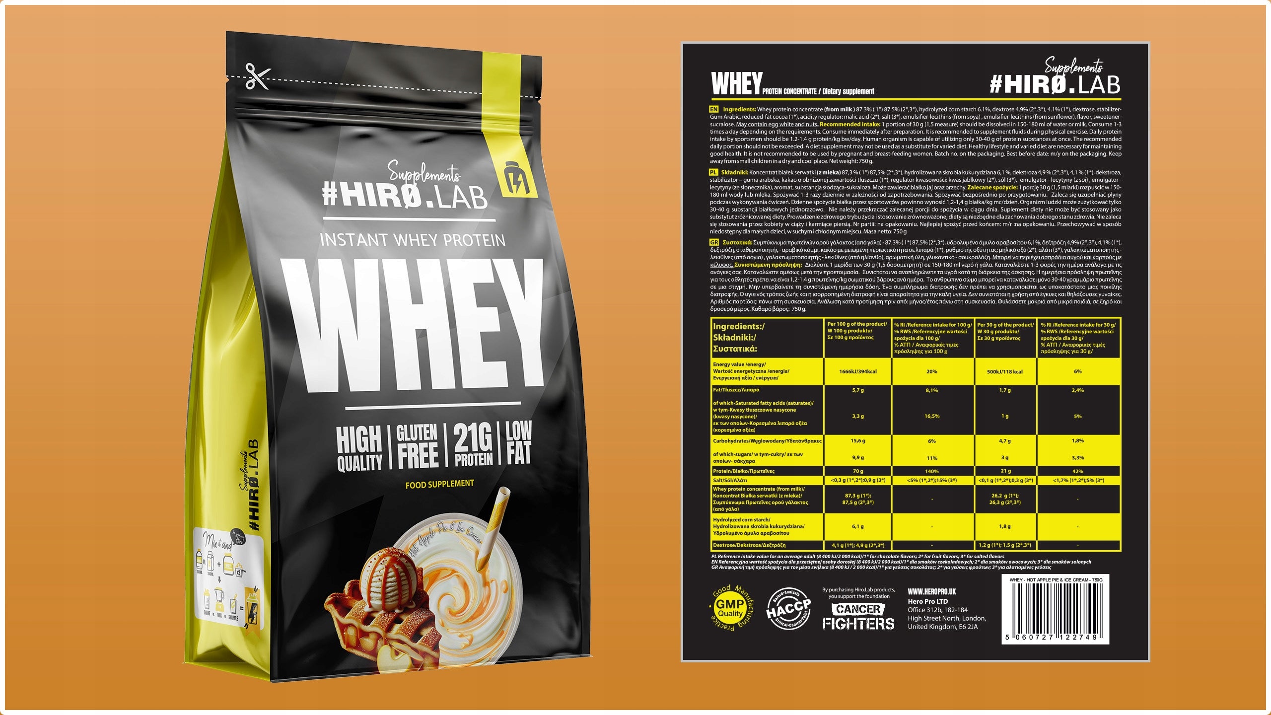 Protein Conditioner HIRO.LAB concentrate WPC apple cinnamon powder 750 g Manufacturer code 1000021470#111