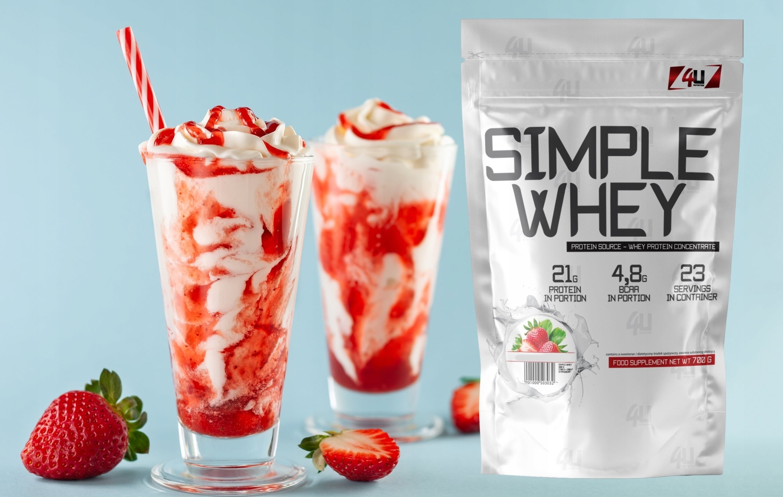 Protein Conditioner Whey Protein Strawberry 700g WPC Protein Shake Packaging status original