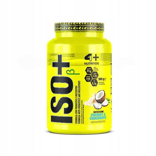 Protein Isolate 4+ NUTRITION ISO+ 900g WPI Probiotics Coconut Chocolate Expiration date at least six months from the date of purchase