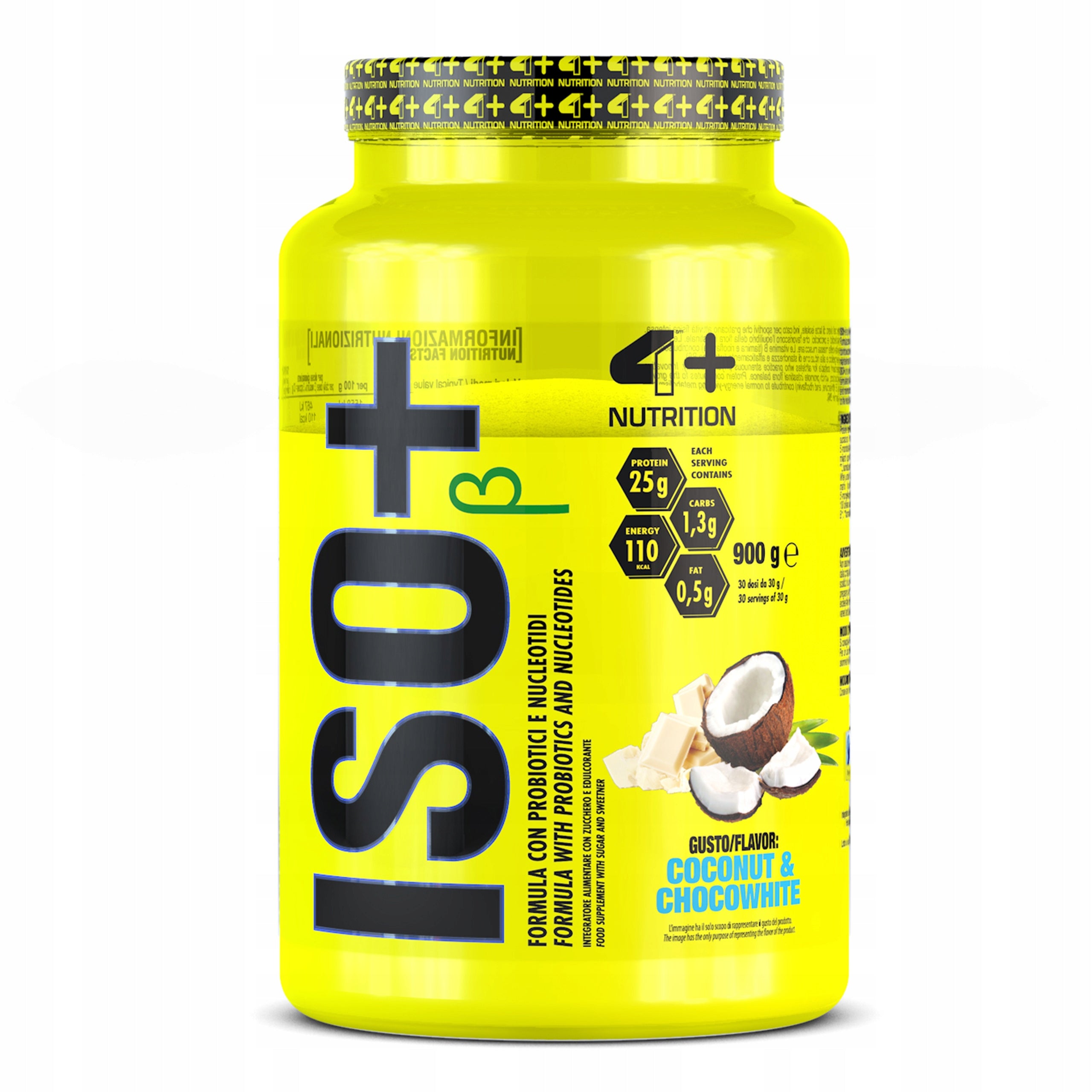 Protein Isolate 4+ NUTRITION ISO+ 900g WPI Probiotics Coconut Chocolate