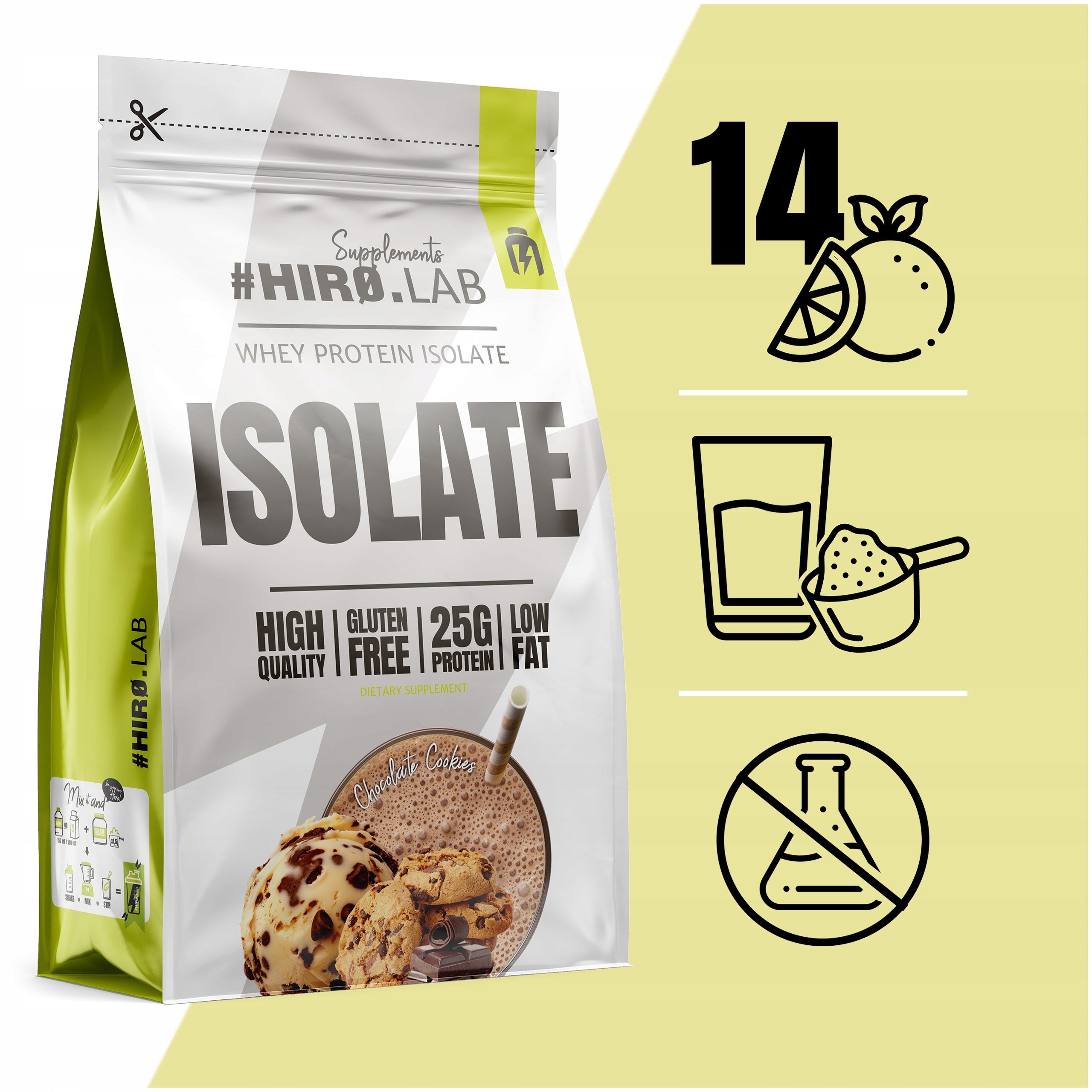 Protein Isolate HIRO.LAB WPI 700g Chocolate Cake Whey Protein Packaging status original