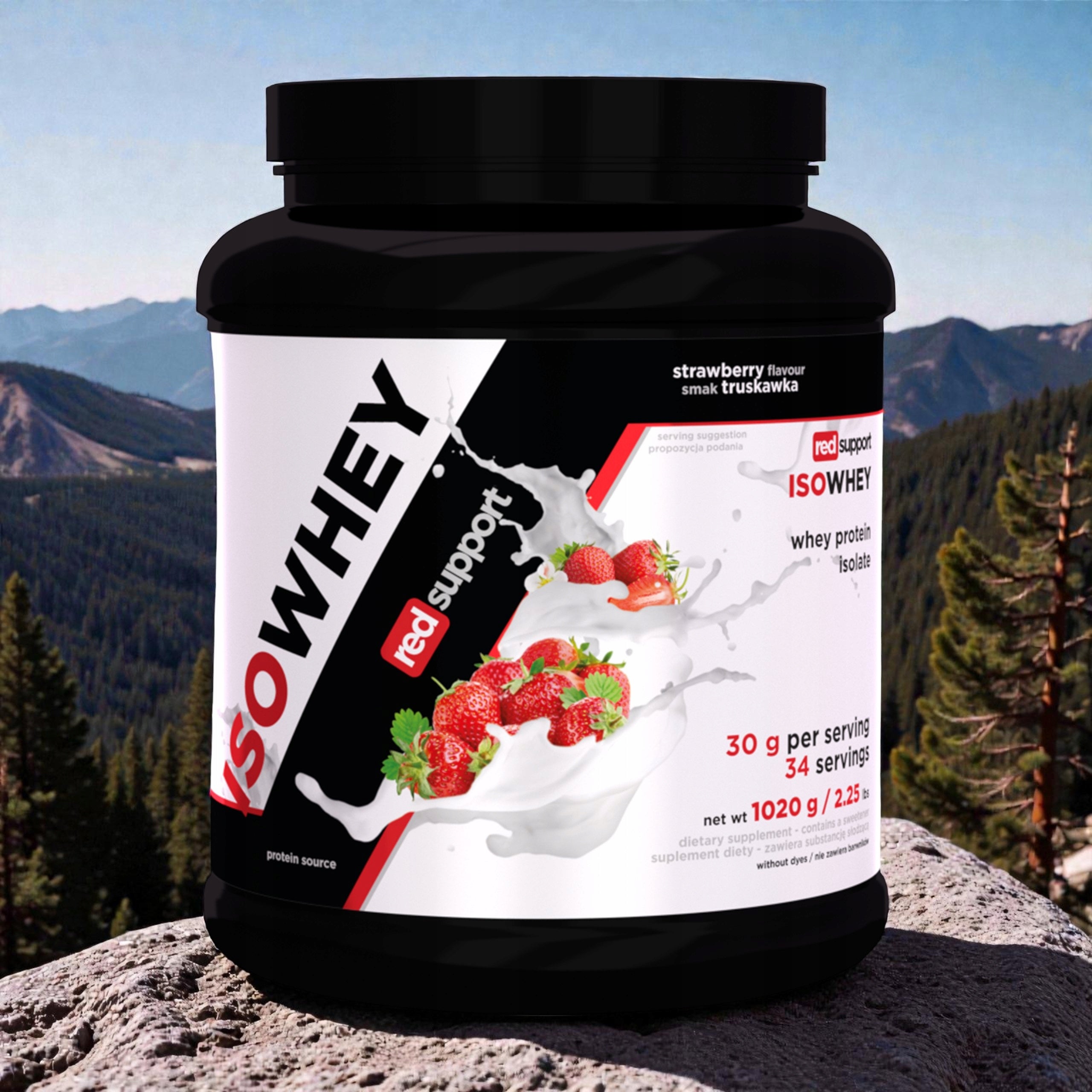 Protein Isolate WPI Powder 1020g Strawberry Lactose Free Gluten 34p Packaging status original