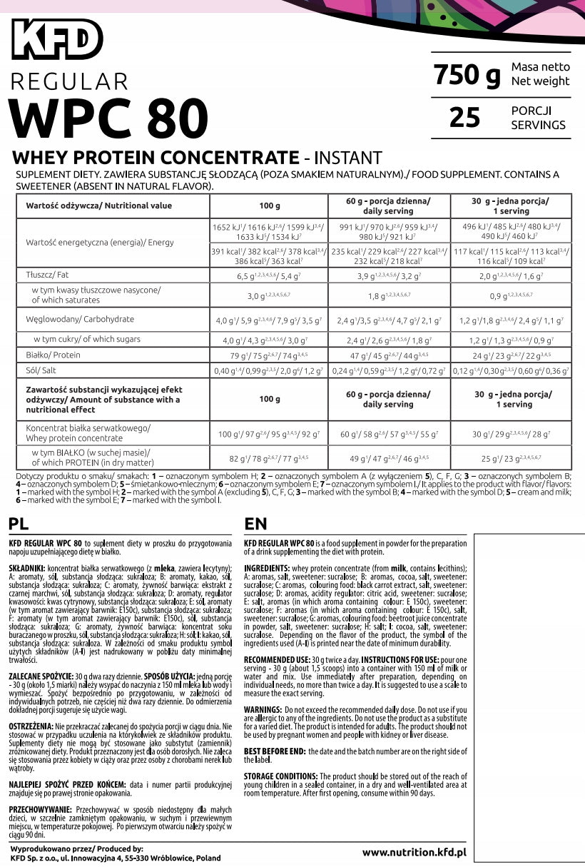Protein KFD Regular WPC 80 750 g Yogurt-Cherry EAN (GTIN) 5901947662069