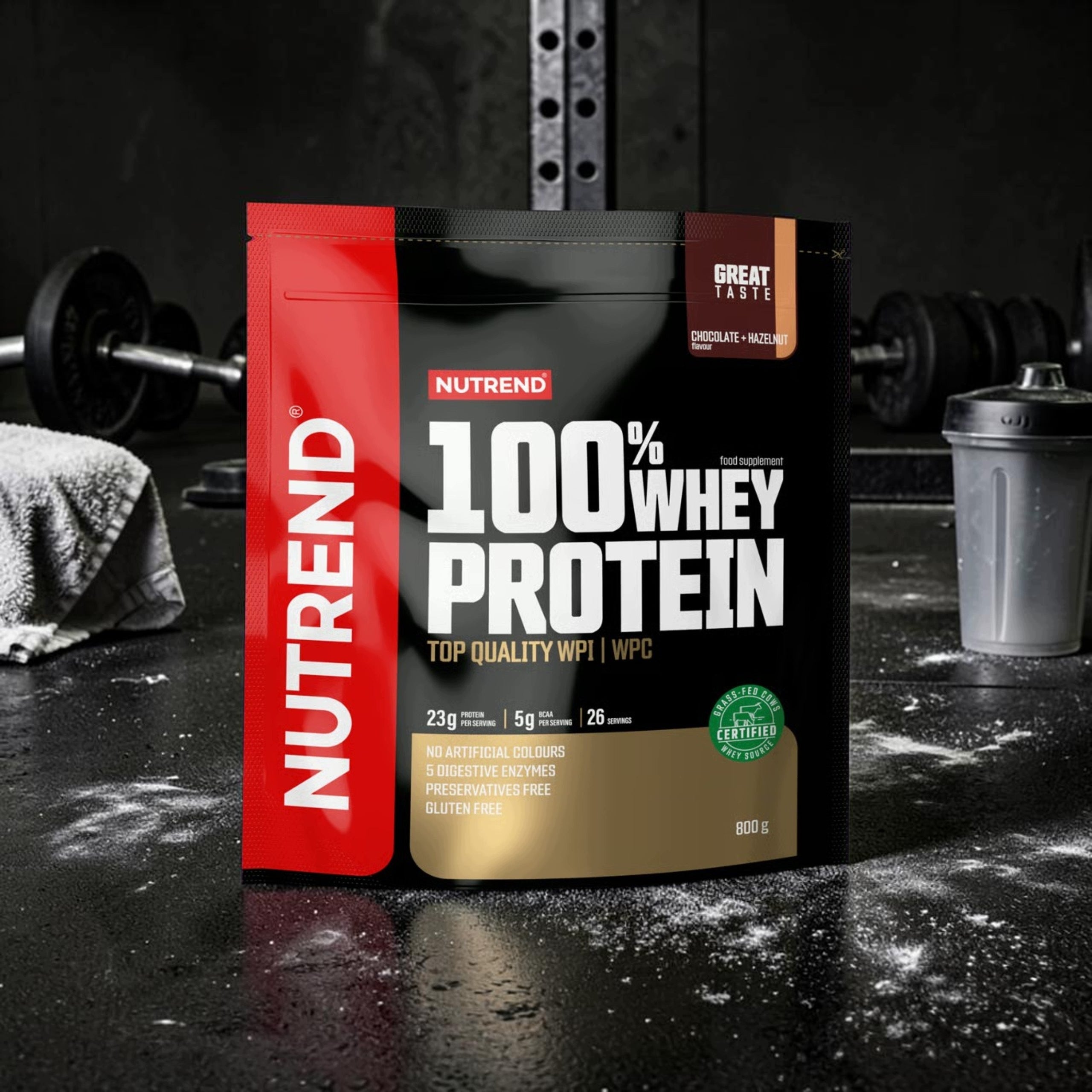 Protein NUTREND 100% Whey Protein WPC WPI 800g Chocolate Walnut BCAA Conditioner Expiration date at least six months from the date of purchase
