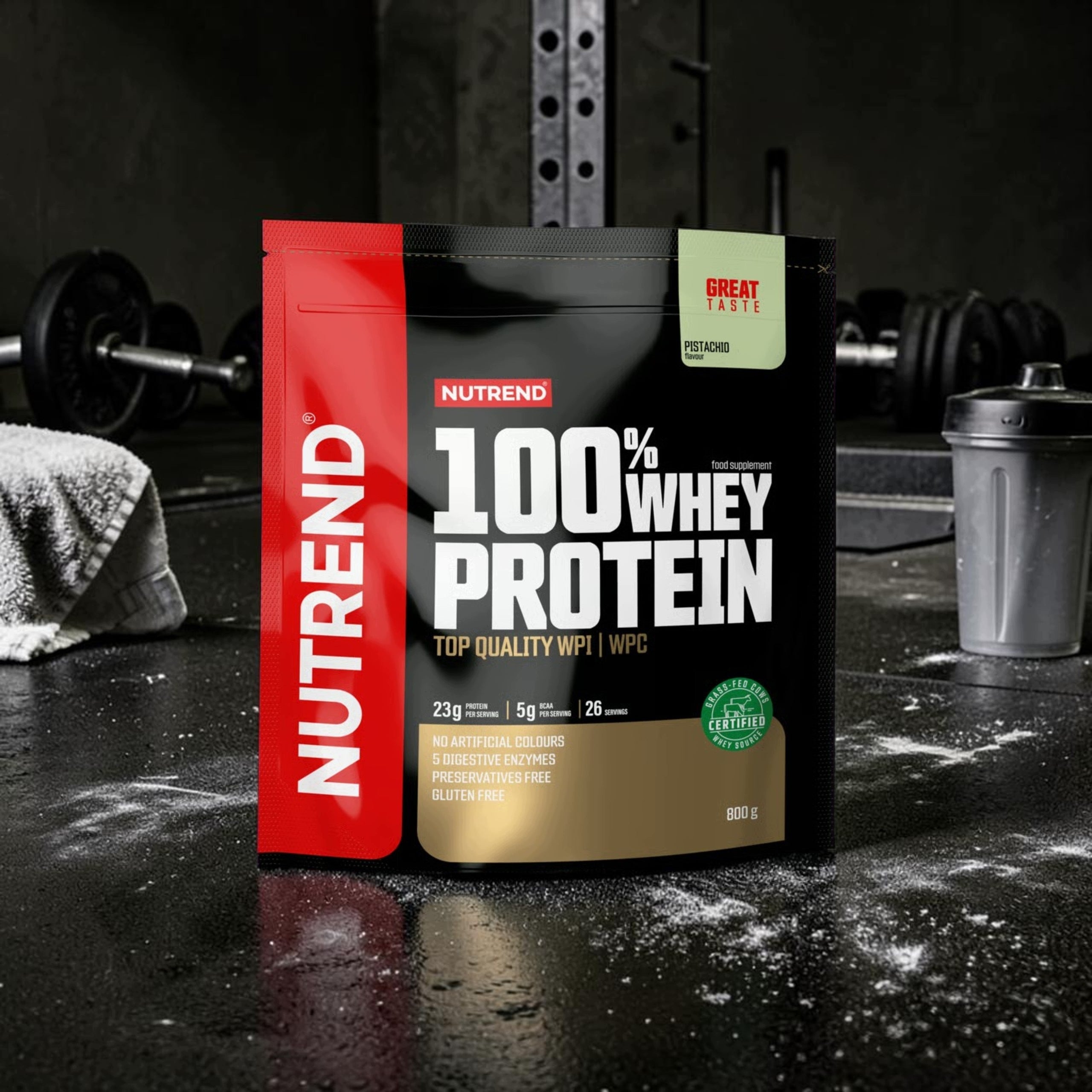 Protein NUTREND 100% Whey Protein WPC WPI 800g Pistachio BCAA Mass Nutrition Expiration date at least six months from the date of purchase