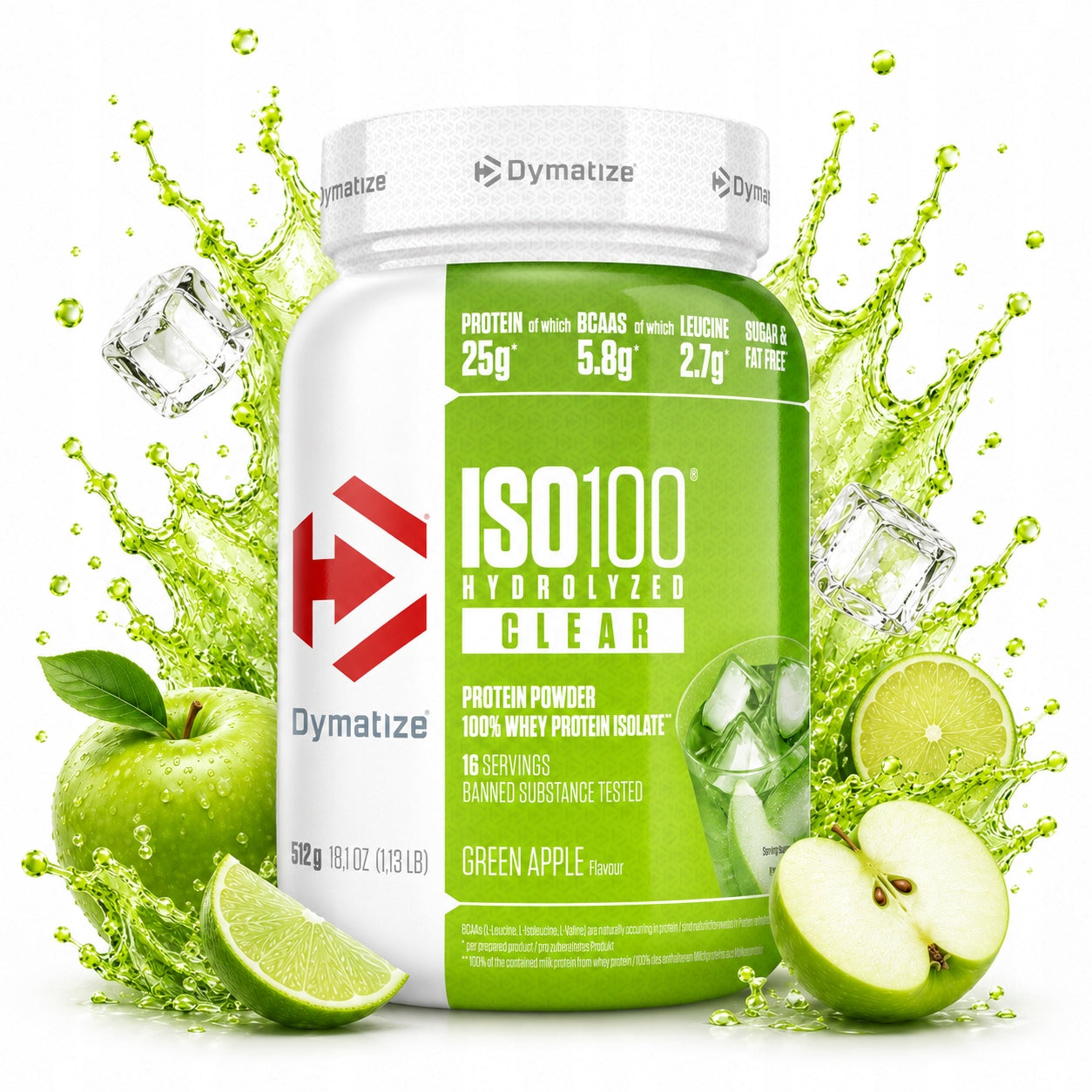 Protein isolate Dymatize ISO 100 Apple 528 g whey protein WPI per mass