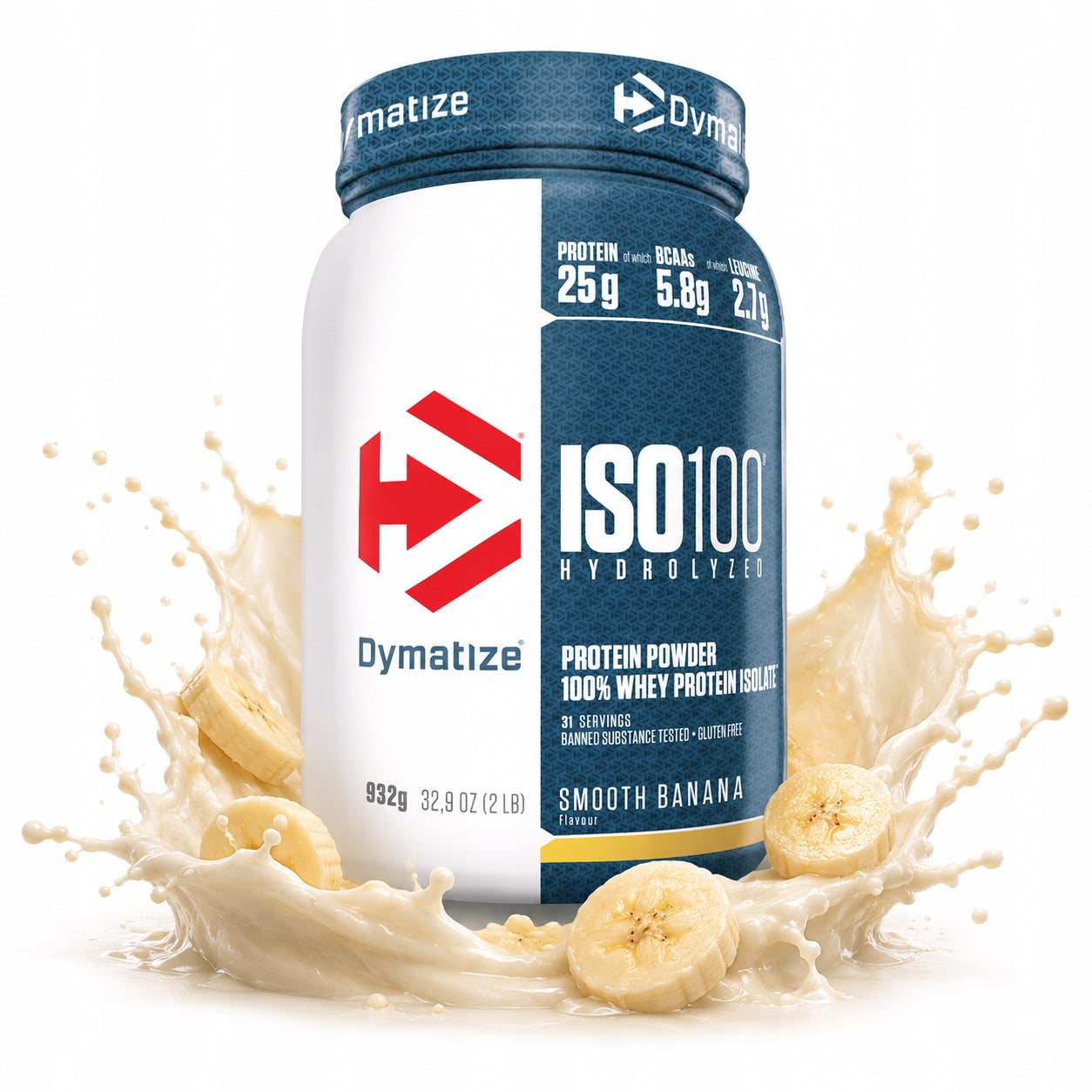 Protein isolate Dymatize ISO 100 Banana 932 g whey protein WPI per mass