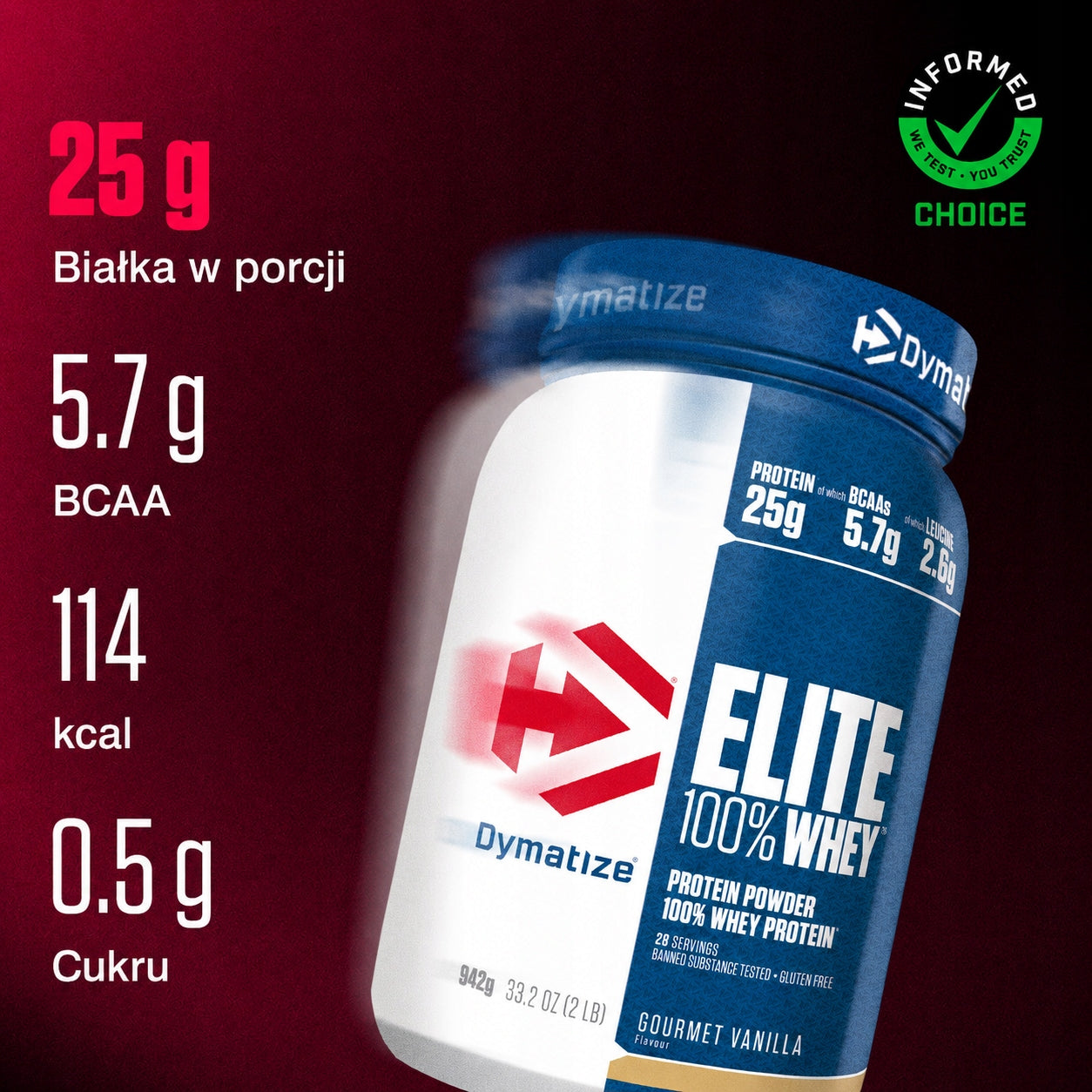 Protein supplement Dymatize Elite Whey Vanilla 942 g whey protein Packaging status original