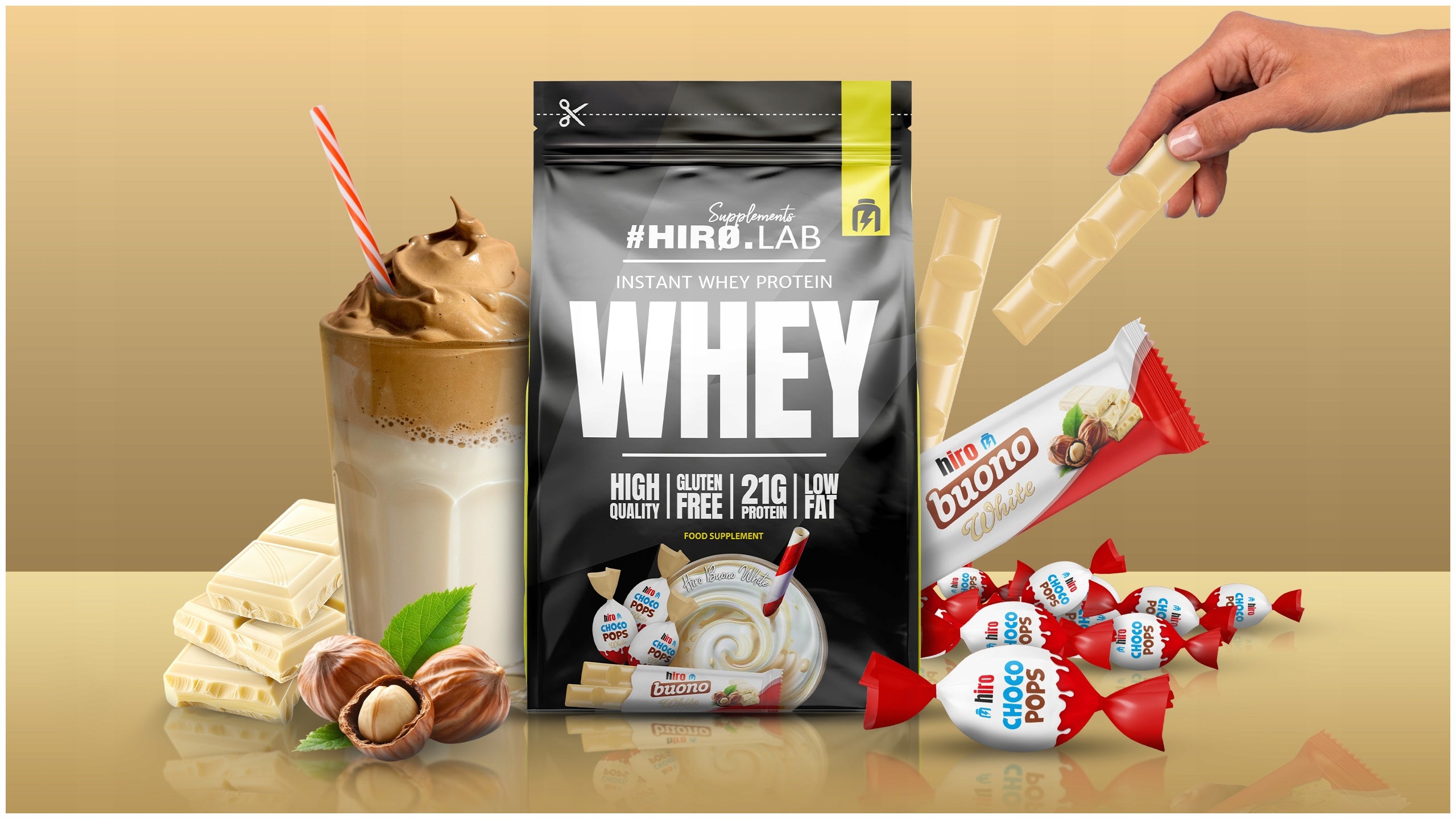 Protein supplement Hiro.Lab 750g WPC Buono White Expiration date at least 1 year from the date of purchase