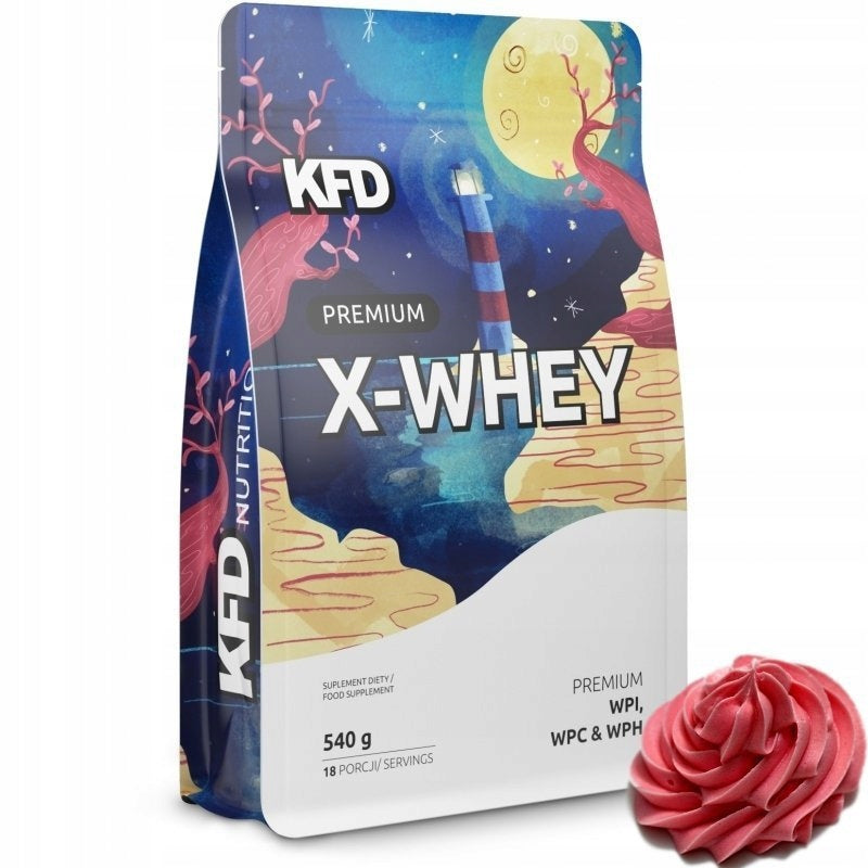 Protein supplement KFD Premium X-WHEY WPC WPH WPI 540g taste RASPBERRY CREAM